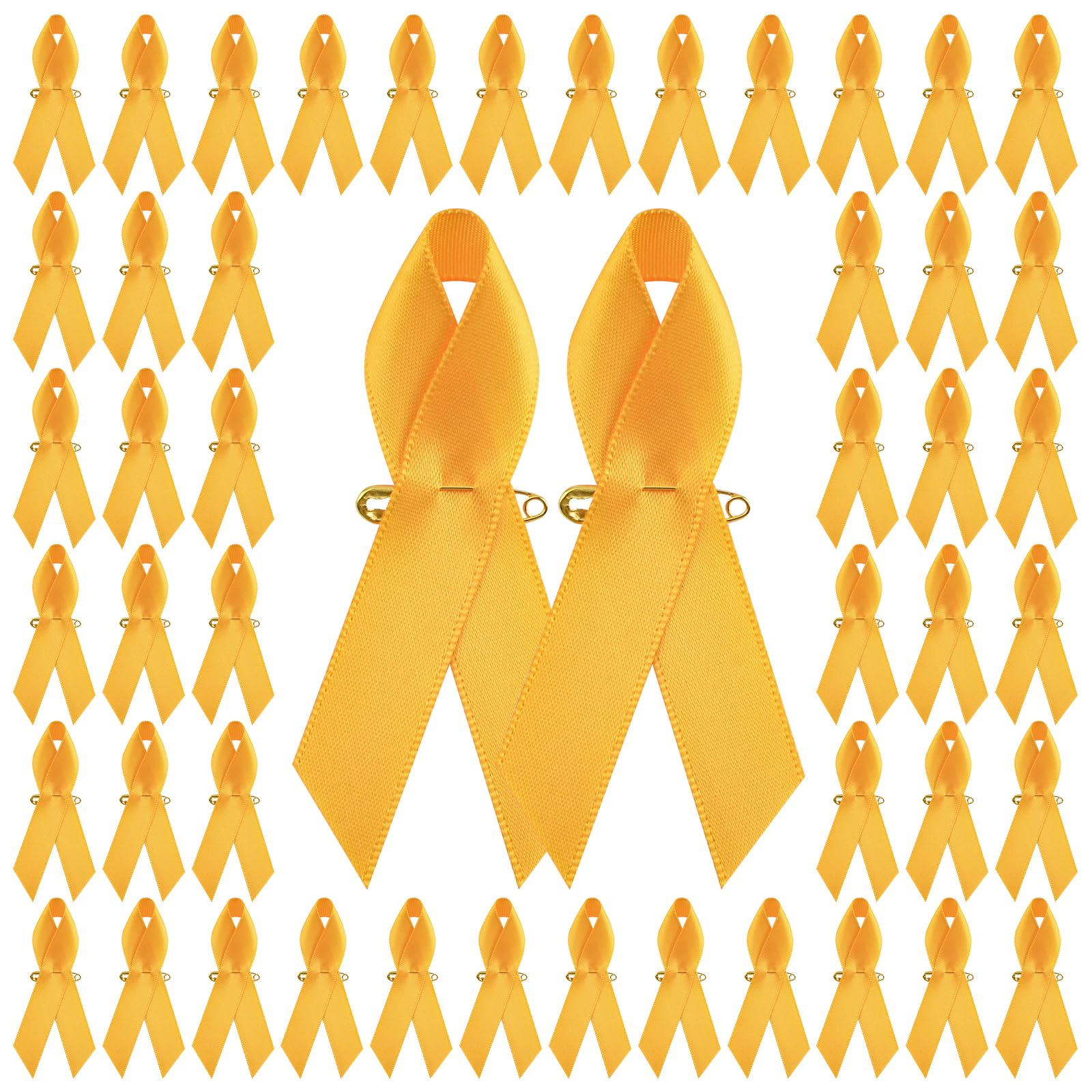 WANDIC Polyester Ribbon Satin Pins, Cancer Awareness Ribbon Pins Hope Faith Awareness Brooch for Party Event Supplies Clothing Decoration, 7.5cm