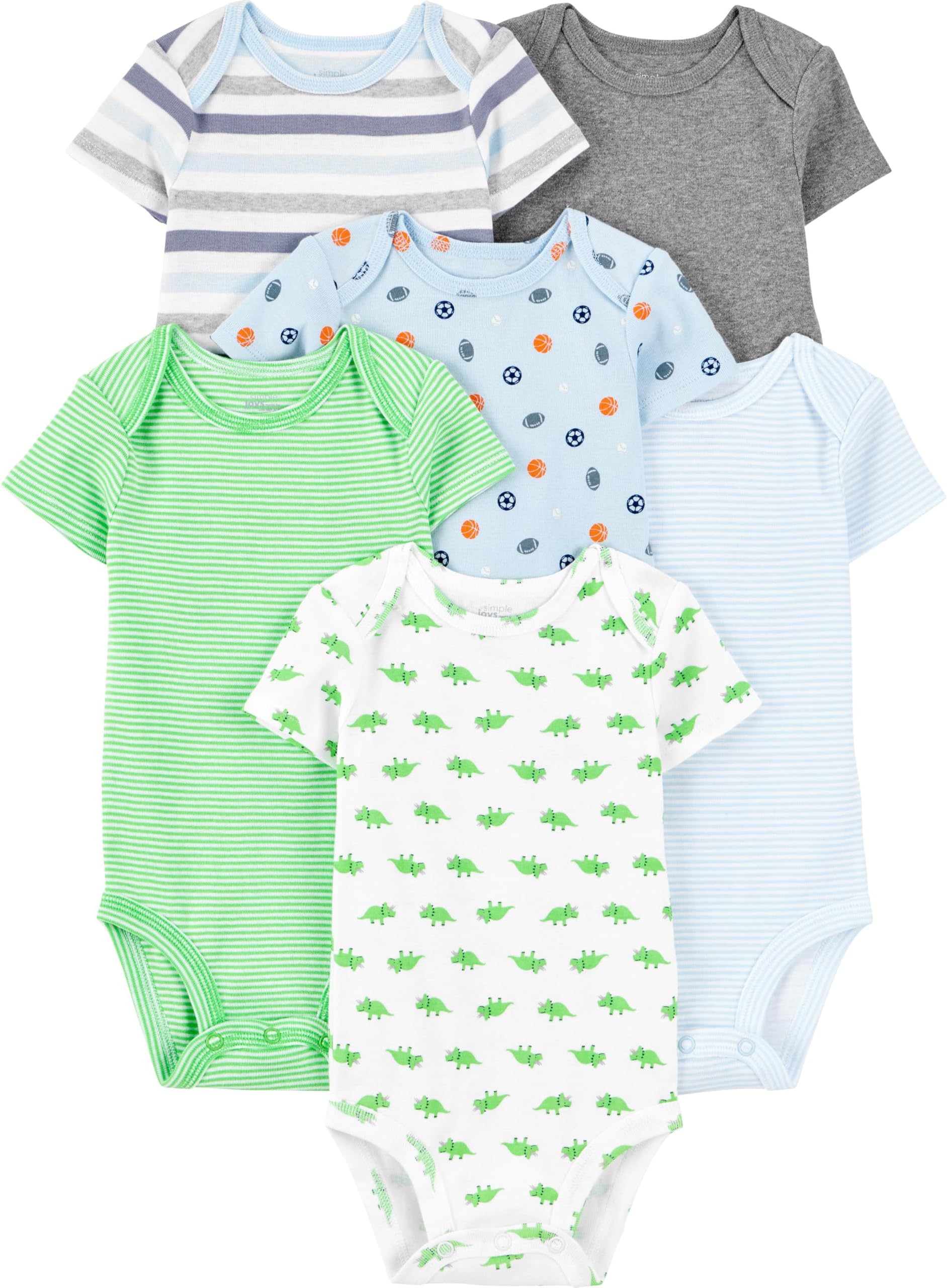Simple Joys by Carter's Baby Boys 6-Pack Short Sleeve Bodysuits Shirt