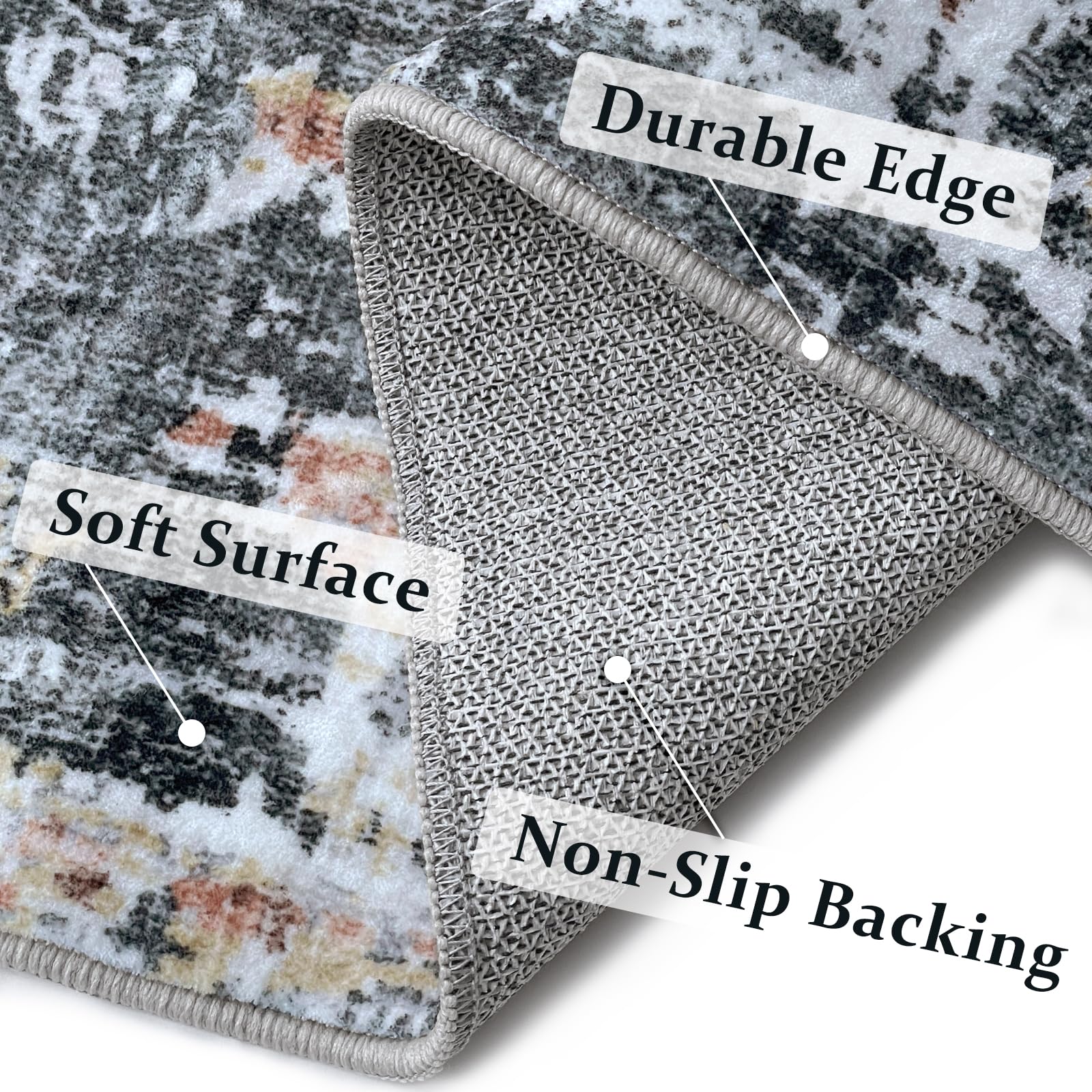 SONGLET Area Rug Living Room Rugs, 5x7 Area Rugs Gray Modern Abstract Area Rug Non-Slip Non-Shedding Persian Rug for Bedroom Dining Room Home Office Decor