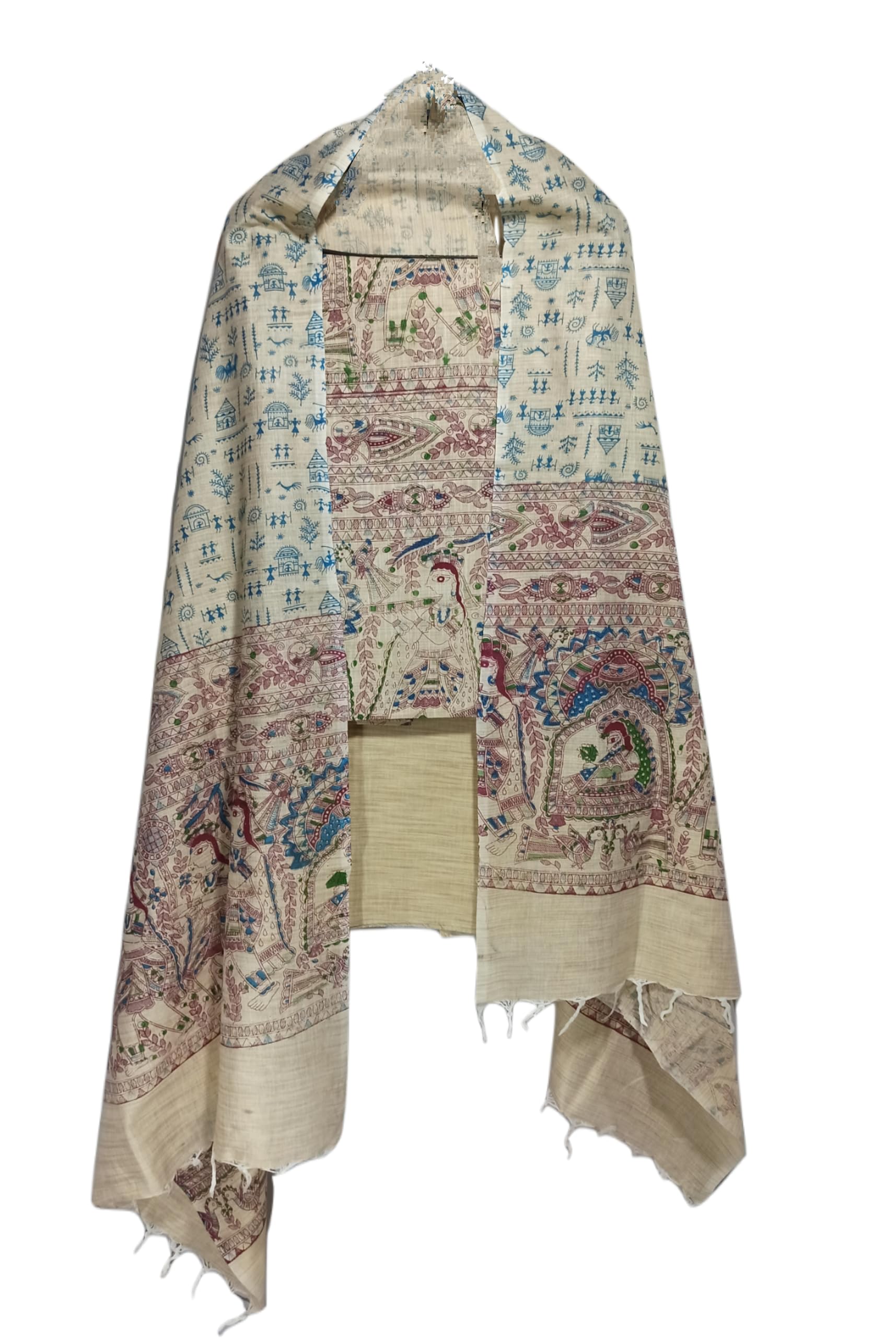 Cotton Silk Unstitched Madhubani Print Suit Set for Women with Dupatta | Cotton Silk Madhubani Print Salwar Suit Dress Material for Women & Girls-image-17