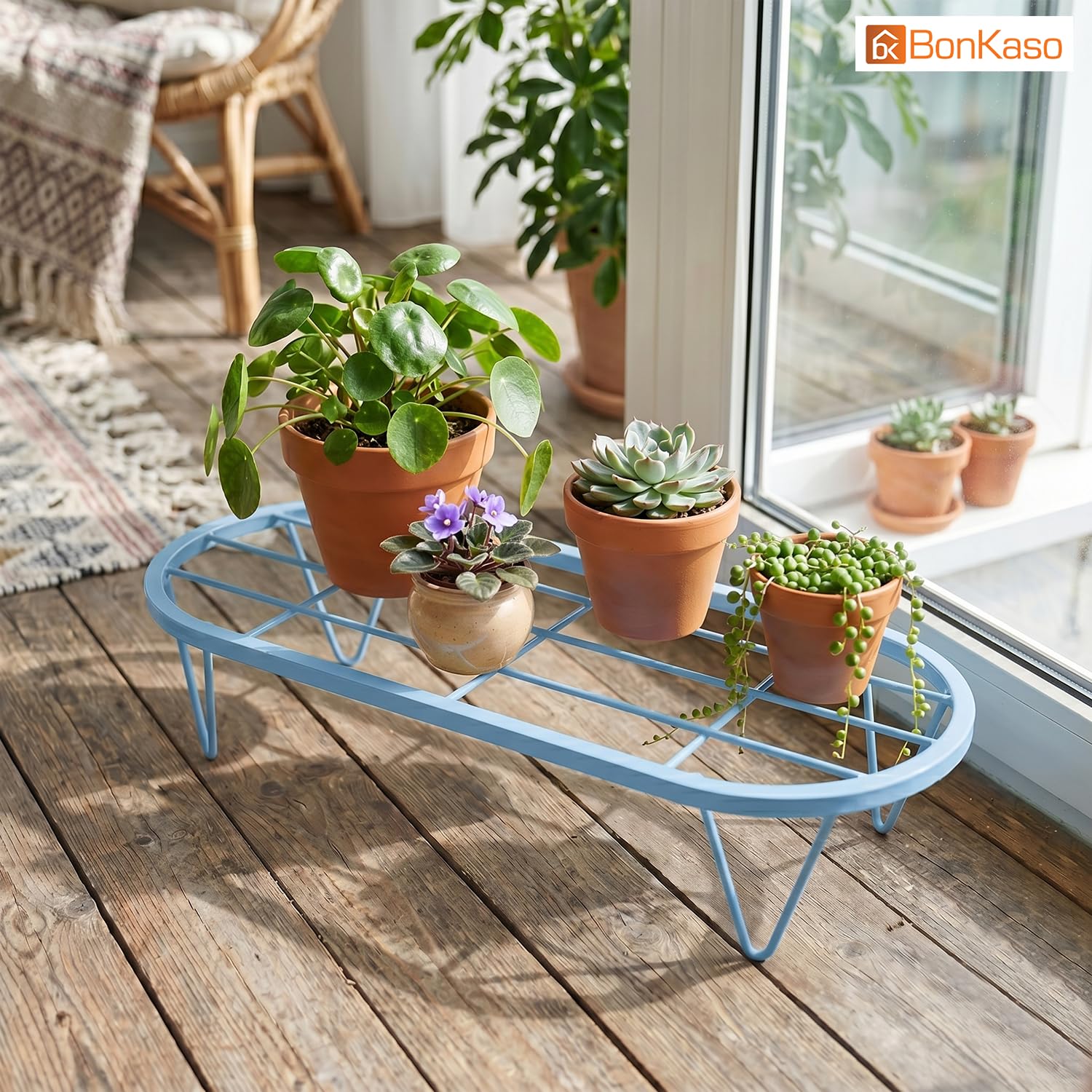 BonKaso Metal Plant Stands - 4 Pack, Outdoor & Indoor -9