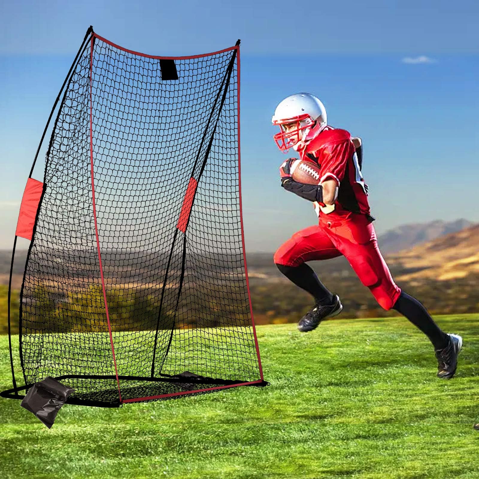 FLITURE Football Kicking Cage Net - Heavy Duty Portable Training Net with Steel Frame for Backyard Indoor Outdoor Field Goal Training & Punting