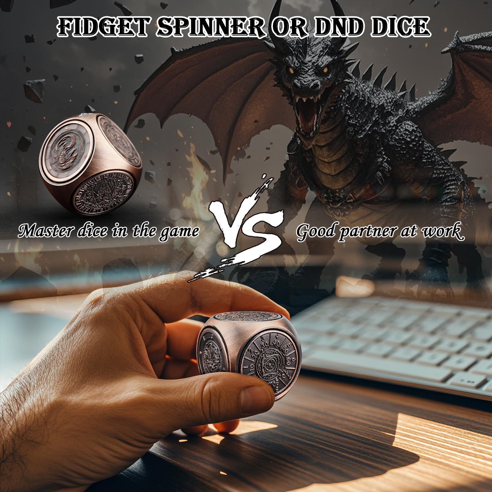 Haxtec Spinner dice 7-in-1 Metal DND Dice Set Unique Spinner Goblins Metal D&D Die for Dungeons and Dragons DND Gifts - Image 4