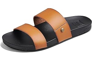 Womens Vista Vegan Leather Slides with Black and Tan Accents