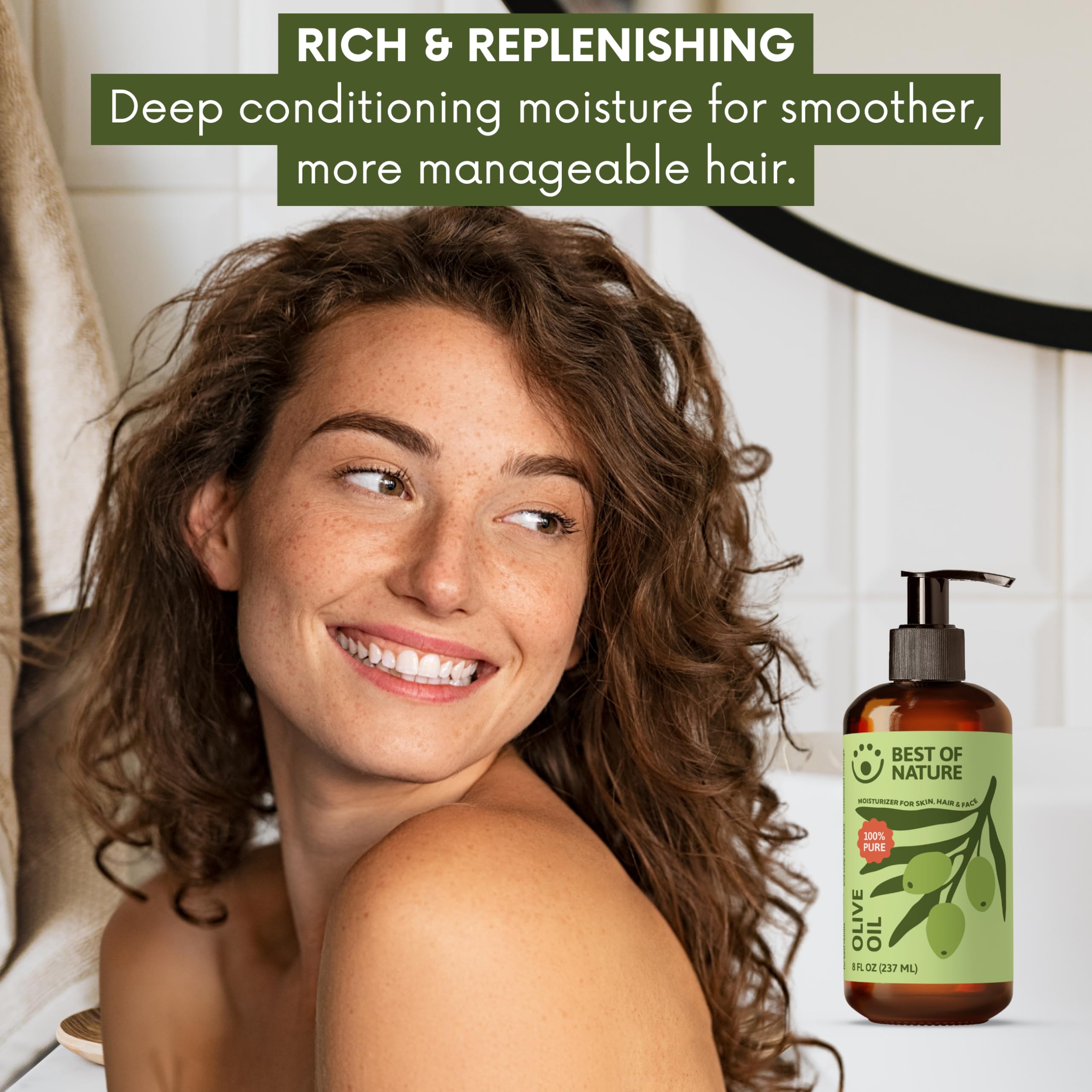 Olej z oliwek – 227 g – 100% czysty i naturalny – do ciała i włosów.