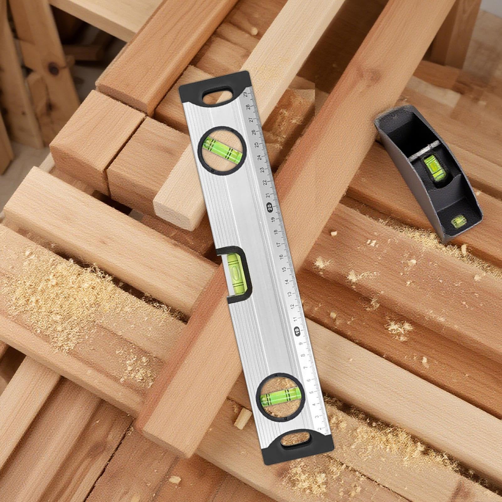 Niveau à Bulle,30 cm Niveau de Construction avec 3 Bulles | Règle Magnétique en d'Aluminium - pour Rénovation Électrique Pose d'Étagère Carrelage Sol