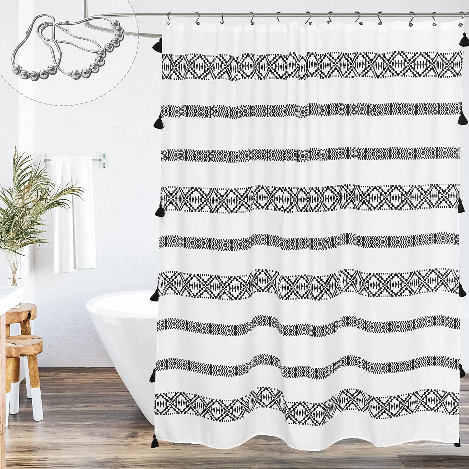 MitoVilla Small Stall Shower Curtain Liner 36 x 72, Boho