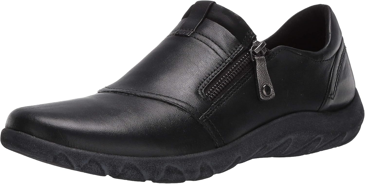Cobb Hill womens Amalie Zipper Slip on Loafer Flat, Black, 8 US