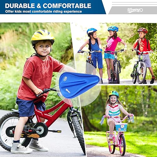Miniatura 10 de WINNINGO Gel Kids Bike Seat Cushion Cover, Anti-Slip Child Bike Seat Cover Comfortable Adjustable Small Bicycle Saddle Pad, 9'' X 6''