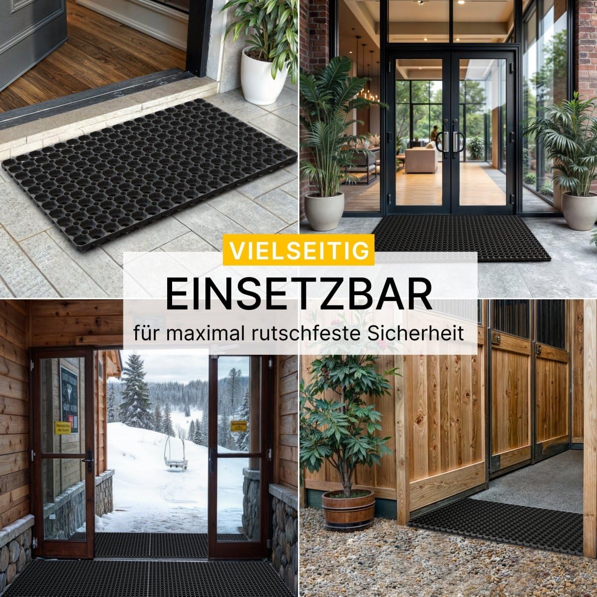Entrando Alfombrilla de goma para anillos, 80 x 120 cm, exterior de 22 mm de grosor, con diseño de panal y protección antideslizante, para tiendas, establos, cabañas de esquí, entrada comercial