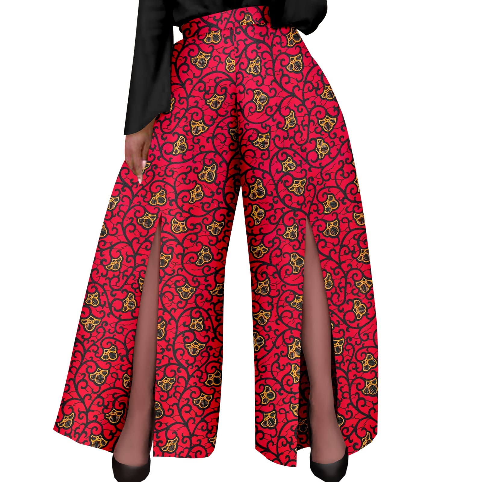 African Clothes for Women Plus Size Casual Wide Leg Pants Ankara Print Flare Trousers