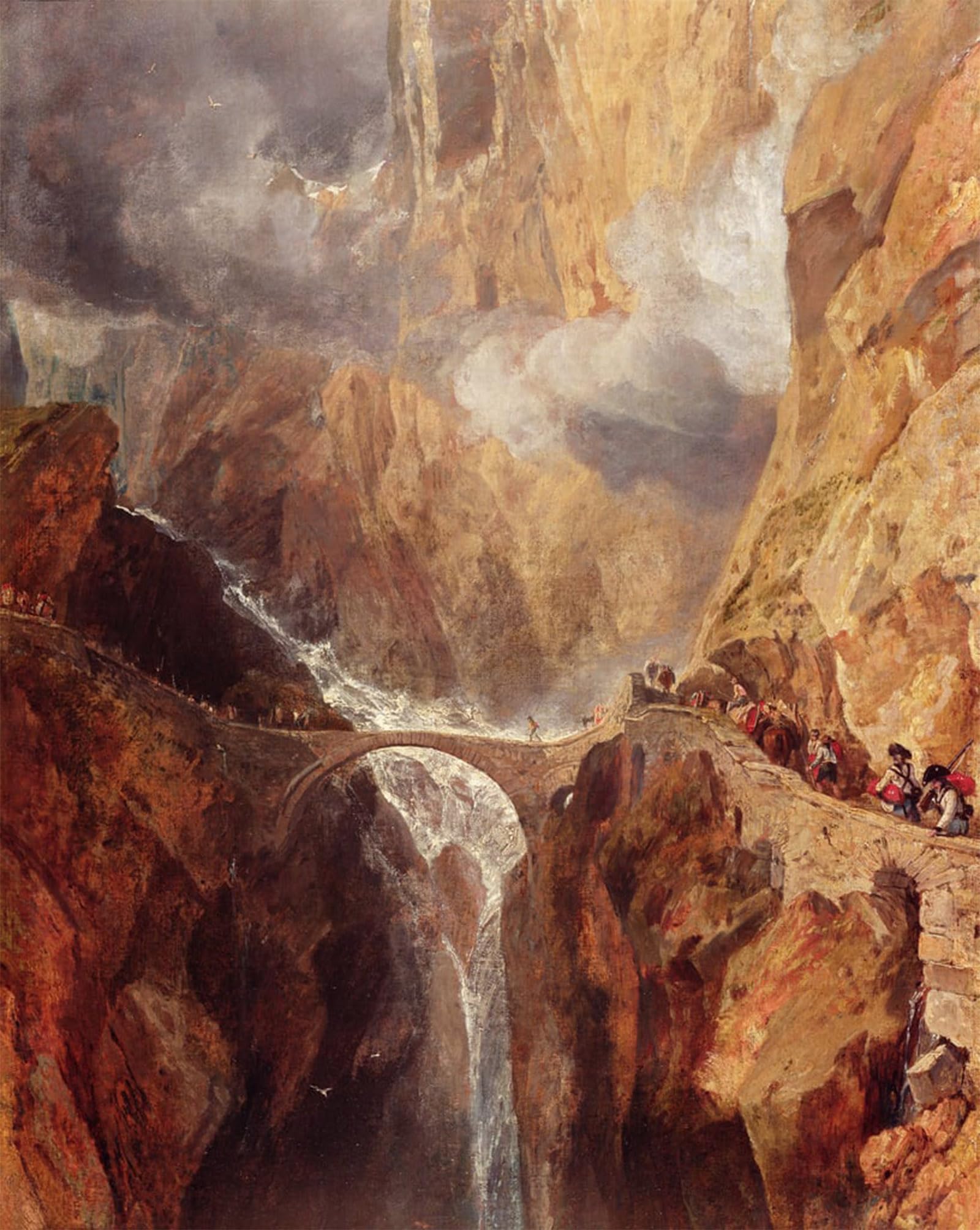 POSTERIIk Vintage Art Print Images Pictures Print the Devil's Bridge by Mallord William Turner Modern Colour Posters for Office Home Decor 60x90cm