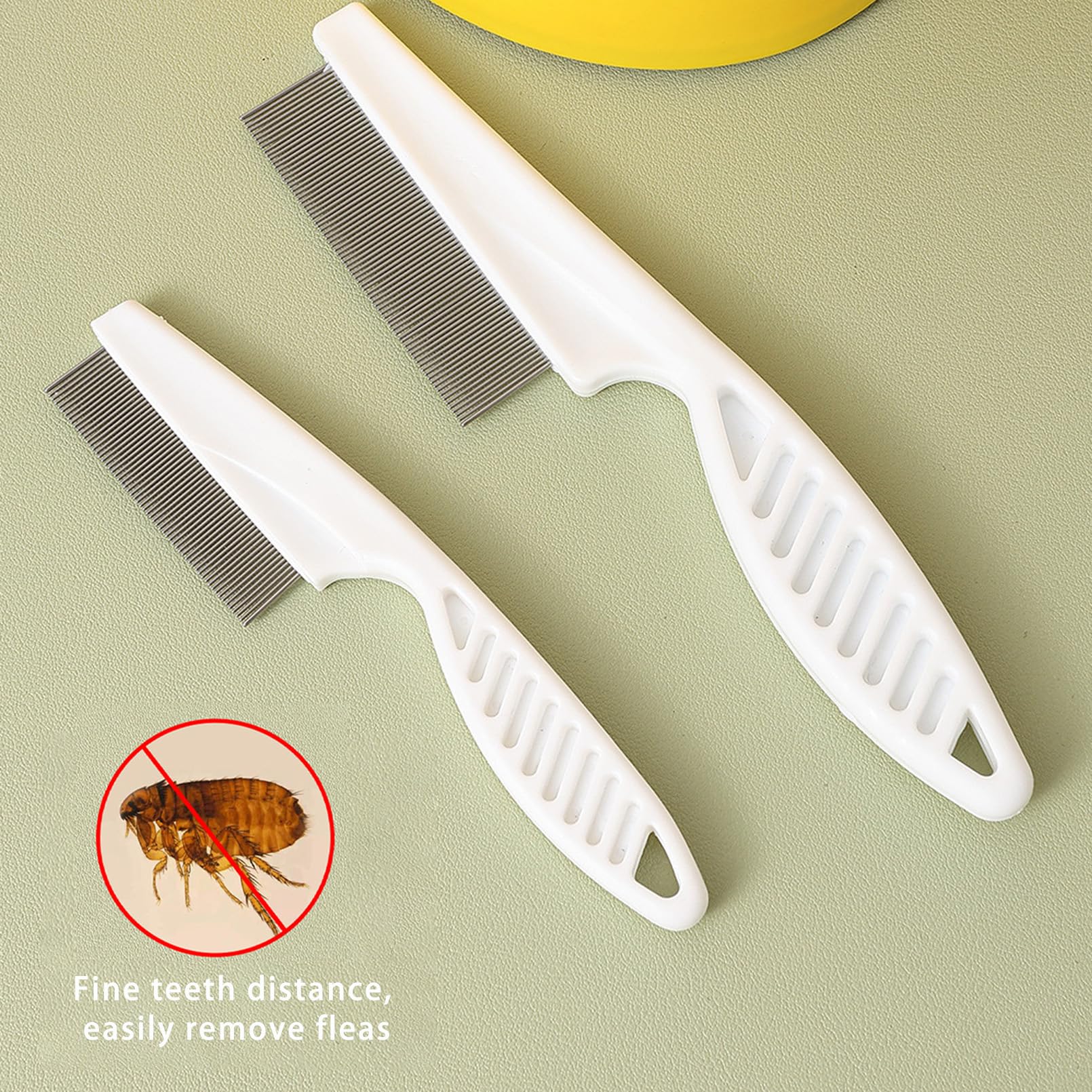 4 Pièces Peigne Anti Puces pour Chien et Chat, Anti Poux D'animaux avec Tête en Métal pour le Toilettage du Visage et Des Pattes - Cheveux Longs (Blanc)
