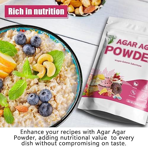 Miniatura 5 de NutraBloom Agar en polvo de agar, sustituto de gelatina sin sabor vegano 100% natural, apto para ceto, sin OMG, sin azúcar y sin gluten, polvo