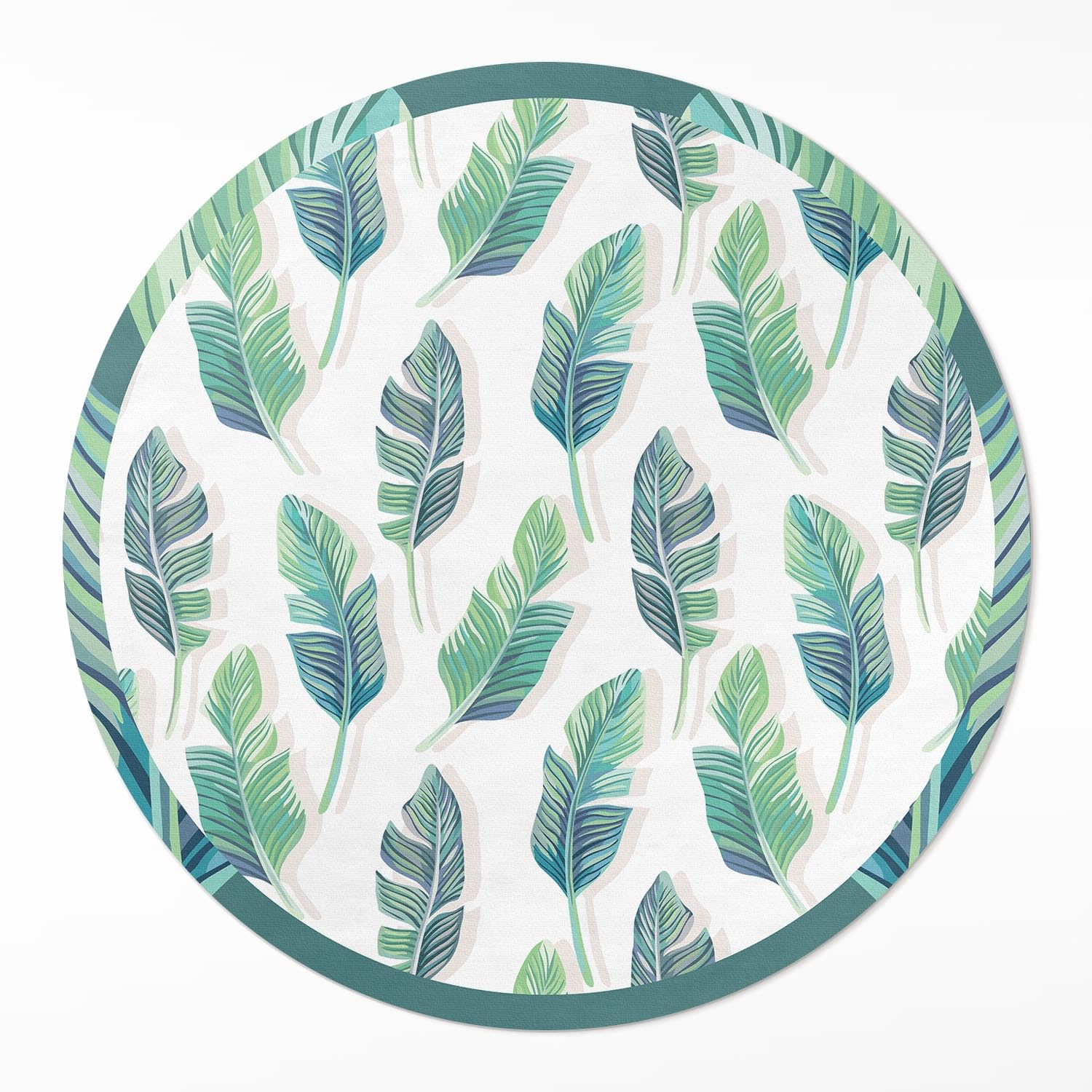 Tapis vinyle rond ø100 cm Plumes pour cuisine et salon en PVC