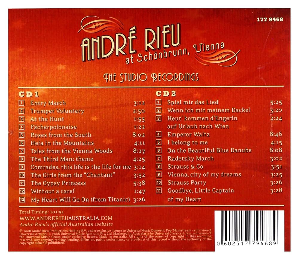 Amazon.com: Andre Rieu at Schonbrunn Vienna: CDs & Vinyl