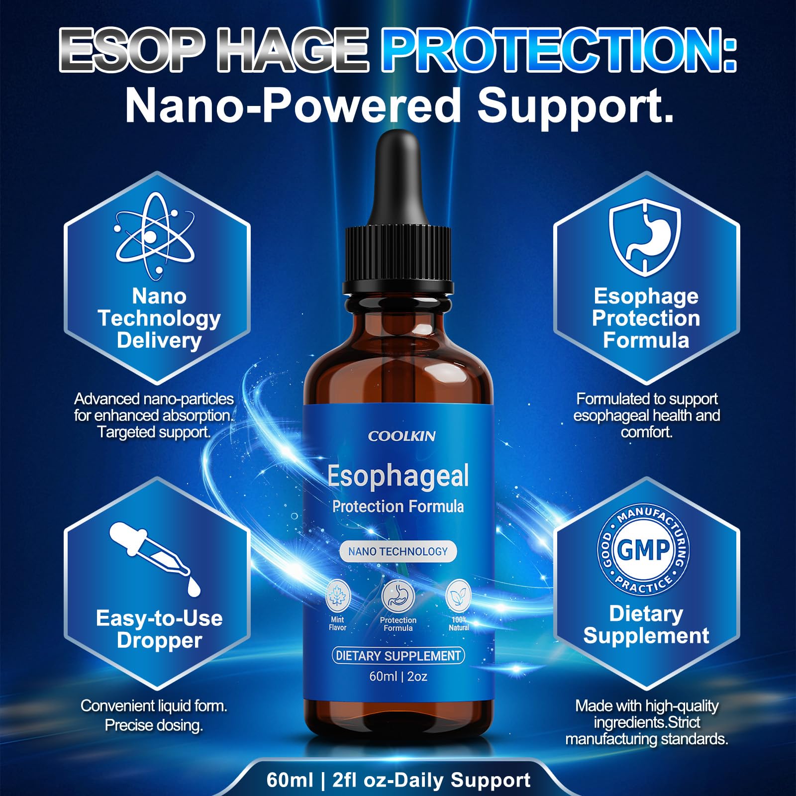 Nano Esophageal Relief Drops - ContainingSlippery Elm Bark, Zinc, L-Carnosine, L-Glutamine & Aloe Extract - Non-GMO, Dairy-Free - Soothes Digestive Discomfort, SupportsHealthy Throat & Stomach — Amazon image 2