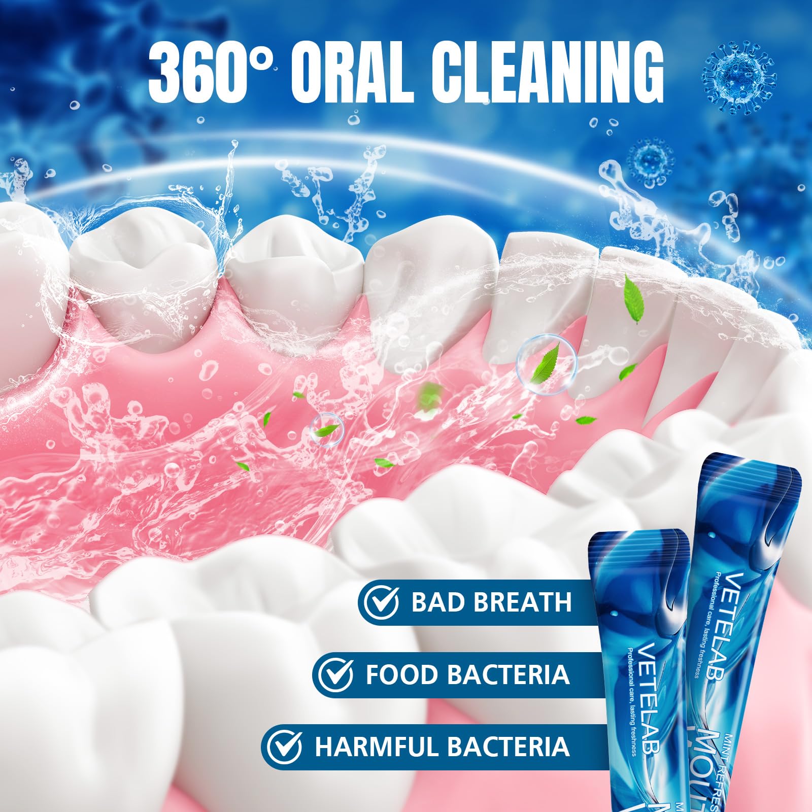 Portable Travel Size Mouthwash Packets - TSA-Approved Mini Mint Mouthwash for Adults, Alcohol & Fluoride-Free Oral Care for Air Travel, Dates & Office, 30 Individually Wrapped 0.4oz Packs