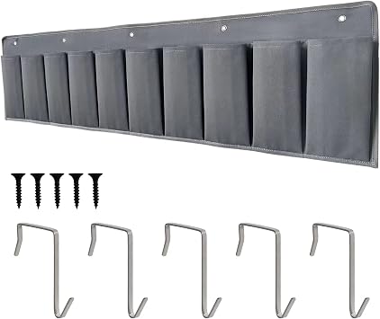 RVZONE RV Shoe Pockets 10 Pockets Heavy Hanging Bedside Storage Organizer with Sturdy Hooks Storage Pockets Hangs on bed for Shoes Toys and Tool Accessories