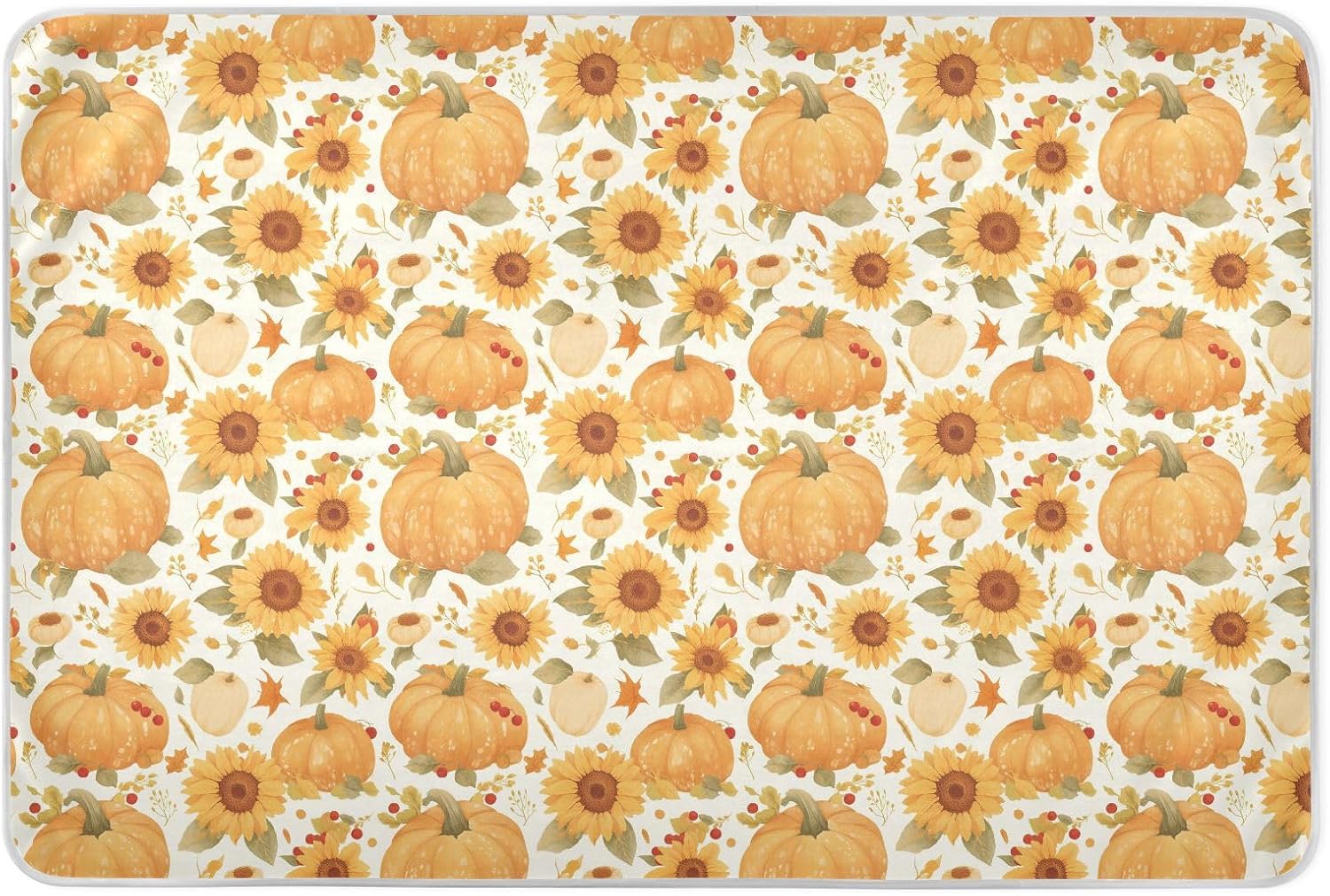 Pumpkin Sunflowers Yellow Extra Large Resuable Toddler Mattress Pads Waterproof Washable Crib Pee Mattress Pad Cute Cool Diaper Pads for Baby Boys Girls , 52" L x 34" W