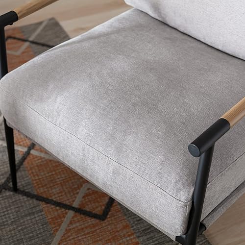 Miniatura 4 de Ya-Home Silla Decorativa de Mediados del Siglo, Silla Suave de Chenilla con Patas de Metal Negro, Silla Tapizada de Ocio para Sala de Estar