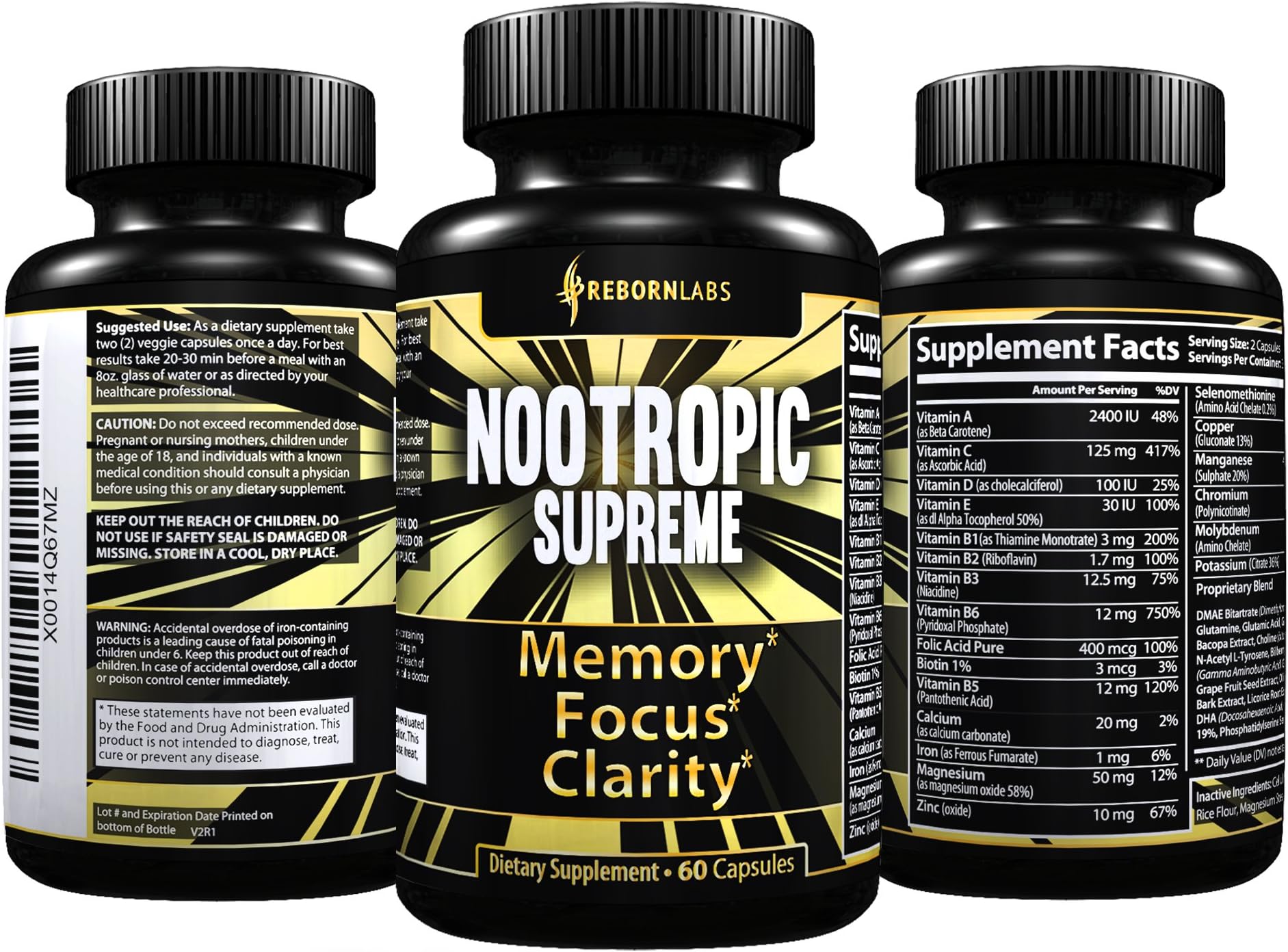 Ultra Strength Mental Performance Supplement for Memory, Focus, Clarity | with 40+ Natural Brain Boosters for Faster, Noticeable Results | Advanced Nootropic Complex Helps Brain Function
