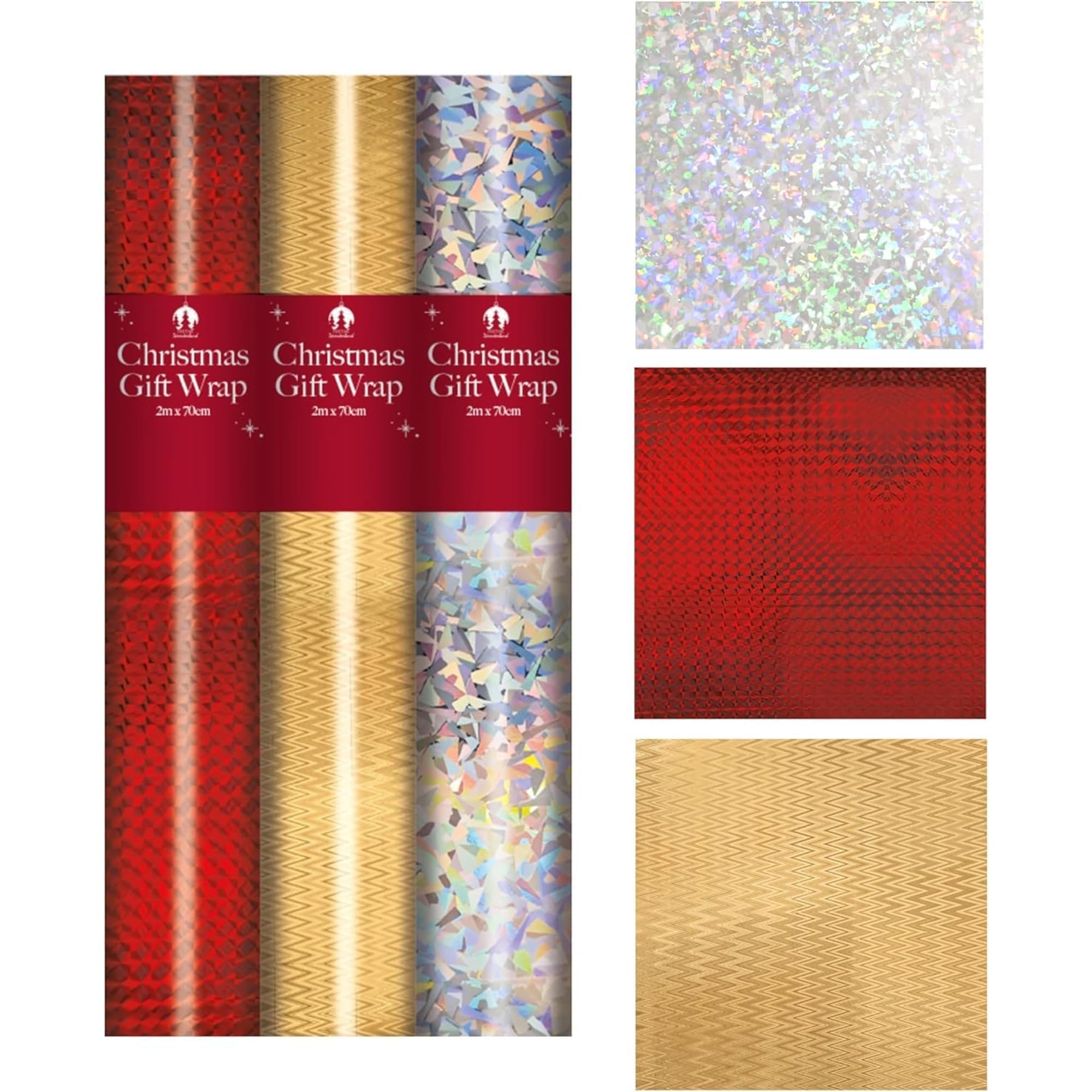 AXXTAN 4X Holographic Wrapping Paper Rolls - Christmas Wrapping Paper for Gifts - Premium Wrapping Paper - Perfect for Holidays, Birthdays, and Special Occasions