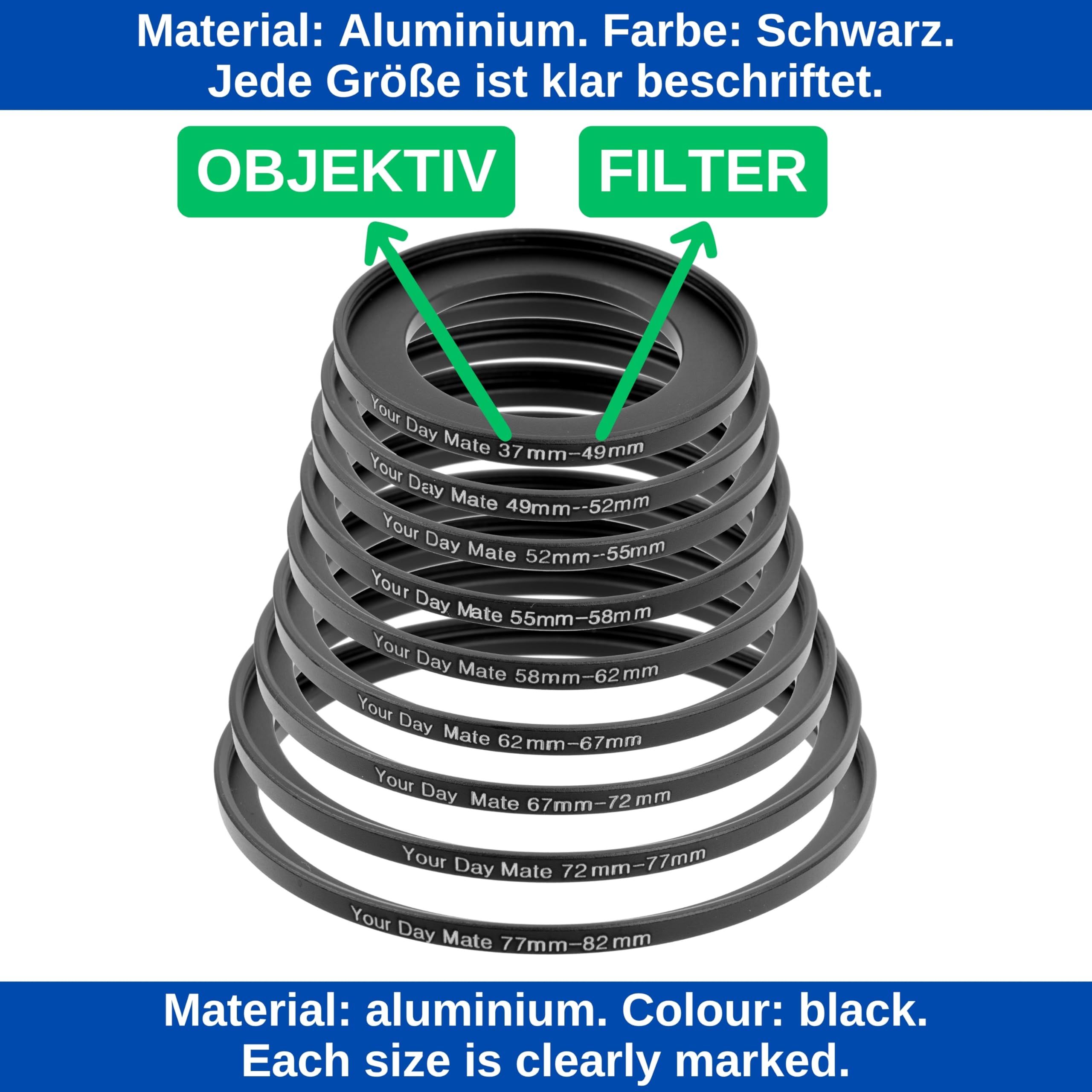 Anello Step-Down 72 A 67 Mm - Adattatore Per Filtri Obiettivo, Alluminio CNC, Per Canon, Sony, Nikon