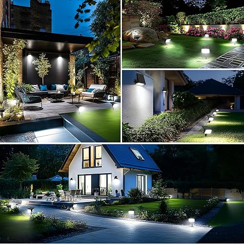 Miniatura 8 de Focos solares para exteriores con 60 LED y encendido y apagado automático, paquete de 4 luces solares para exteriores, impermeables, IP68 con 3