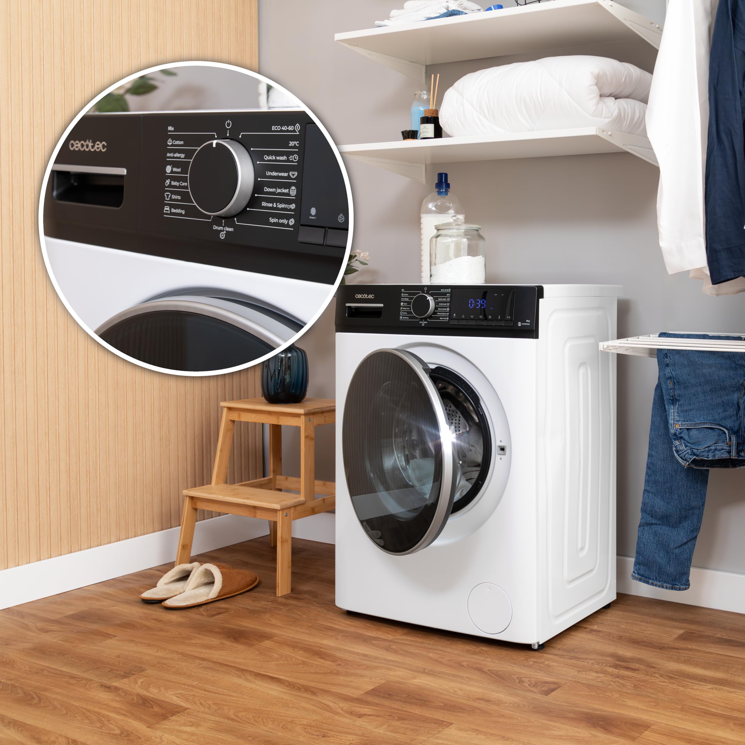 Cecotec Bolero Dresscode 7610 Frontlader-Waschmaschine 7 kg 1400 U/min A Inverter Plus Dampffunktion 15 Programme