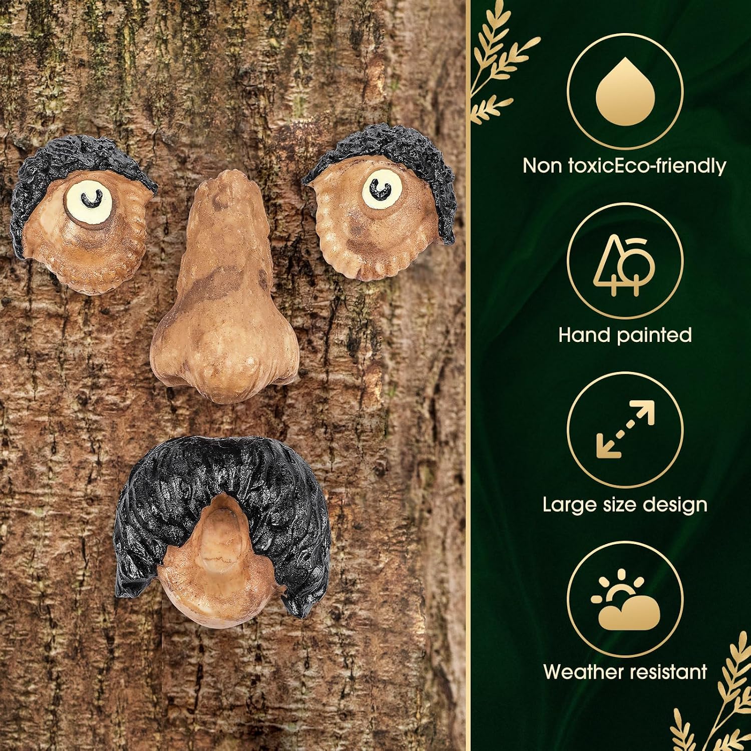 Vercraft 3 Pack Tree Face Decor Outdoor with Screws Old Man Ghost Tree Art for Easter Halloween Garden Outdoors and Indoors(Classic Style)