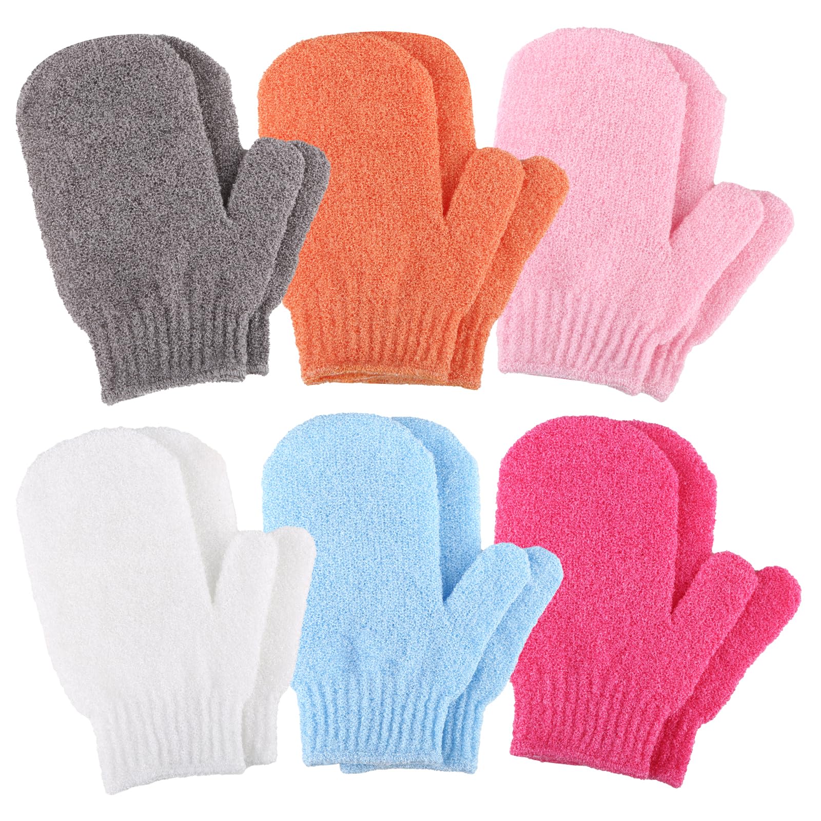 Exfoliating Gloves, 12pcs Bath and Body Exfoliator Mitts, Bamboo Shower Gloves, Scrubs Away Ingrown Hair and Dead Skin, for Shower, Spa, Massage and Dead Skin Cell Remover Loofah