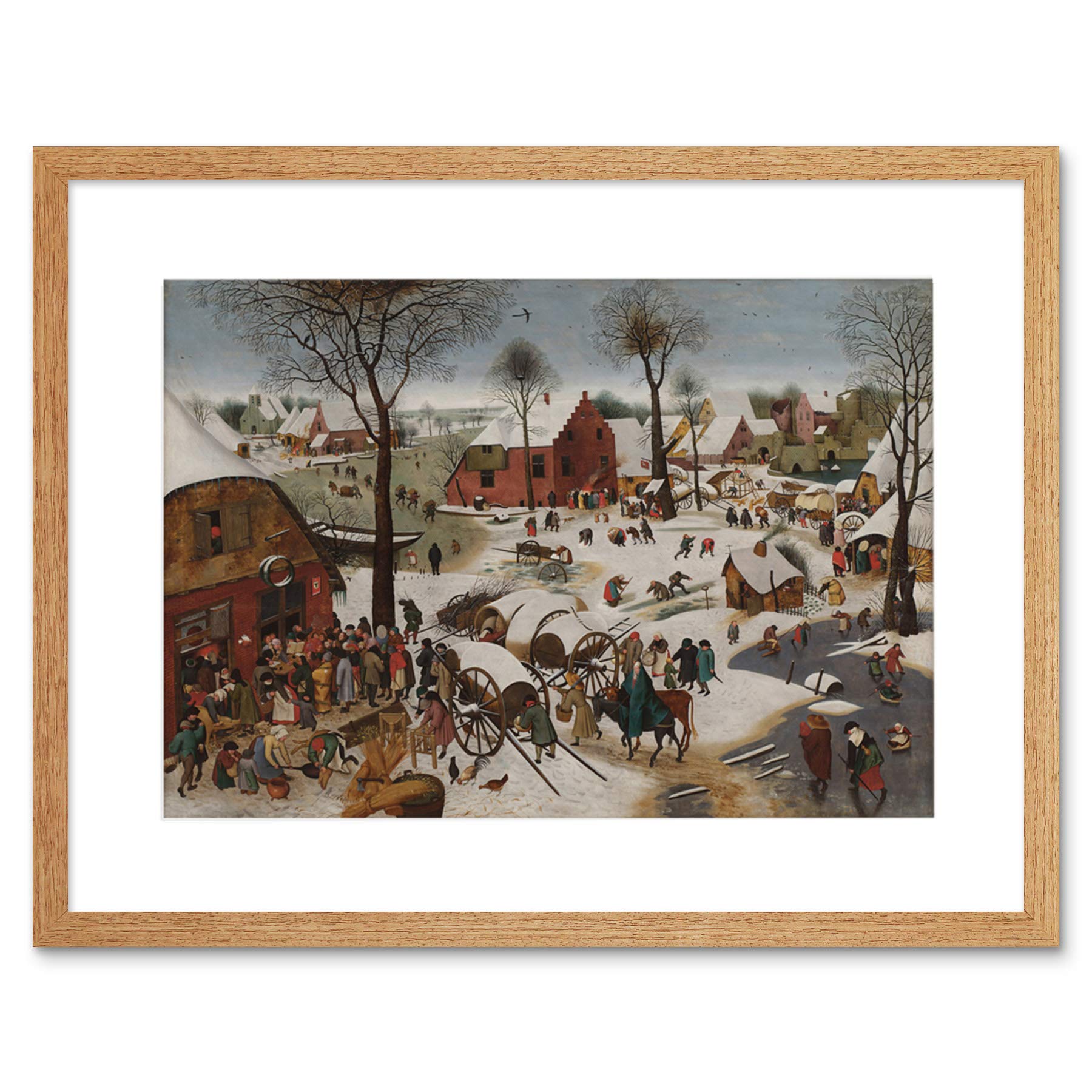 Wee Blue Coo Painting Biblical Landscape Brueghel Census Bethlehem Framed Wall Art Print