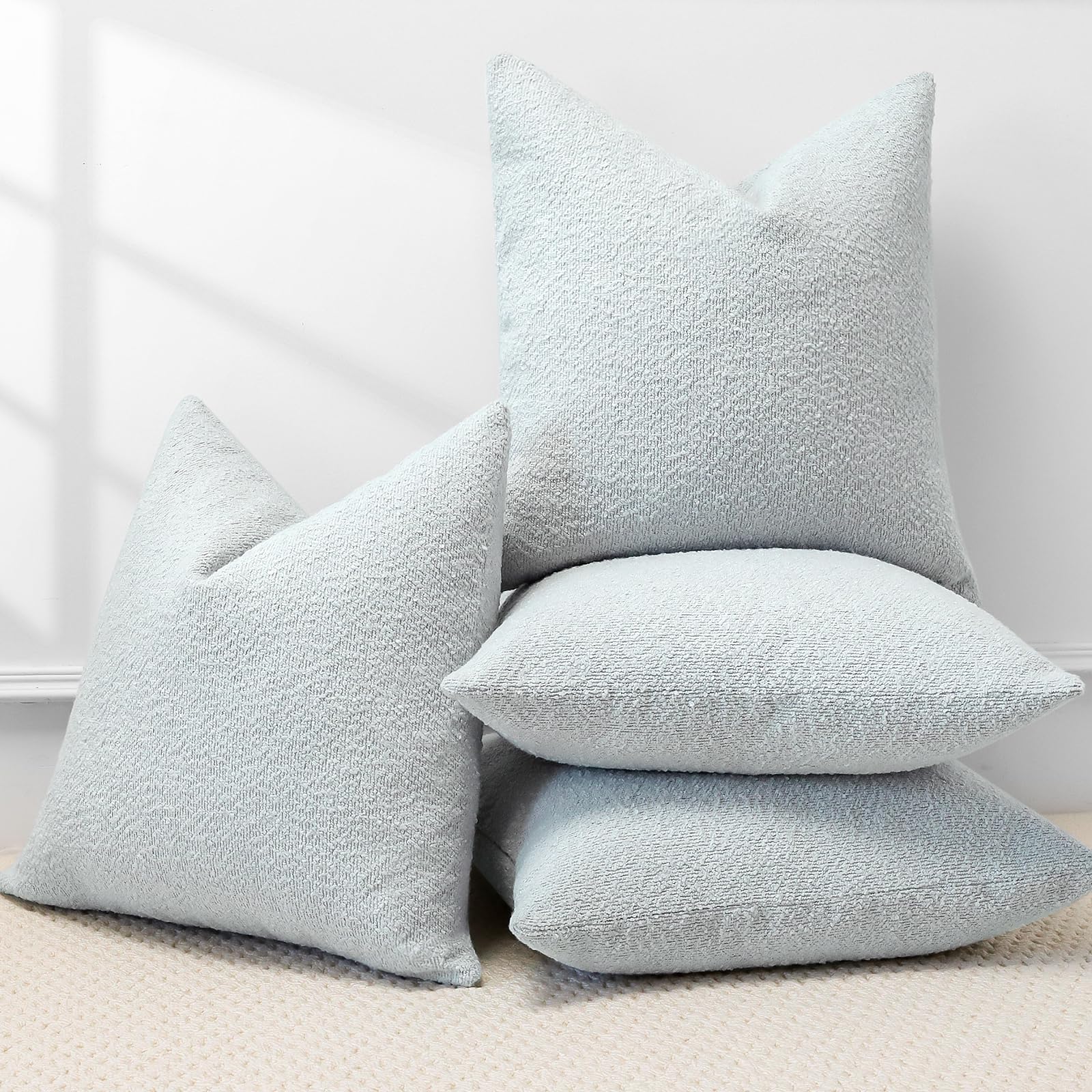 Sungeek Pack of 4 Textured Boucle Decorative Cushion Cover 45x45cm