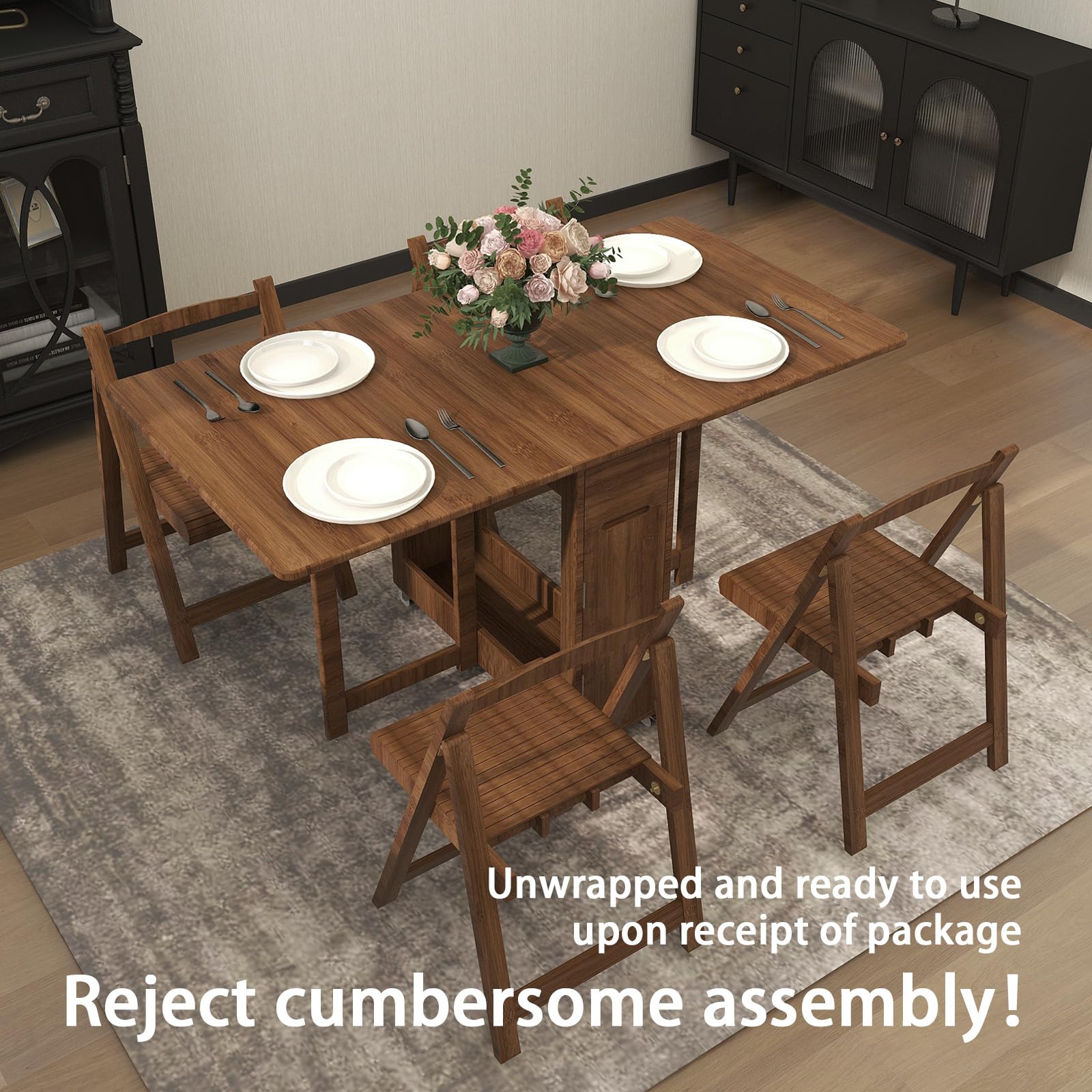 Amazon｜ミッドセンチュリーモダン折りたたみ式ダイニングテーブル