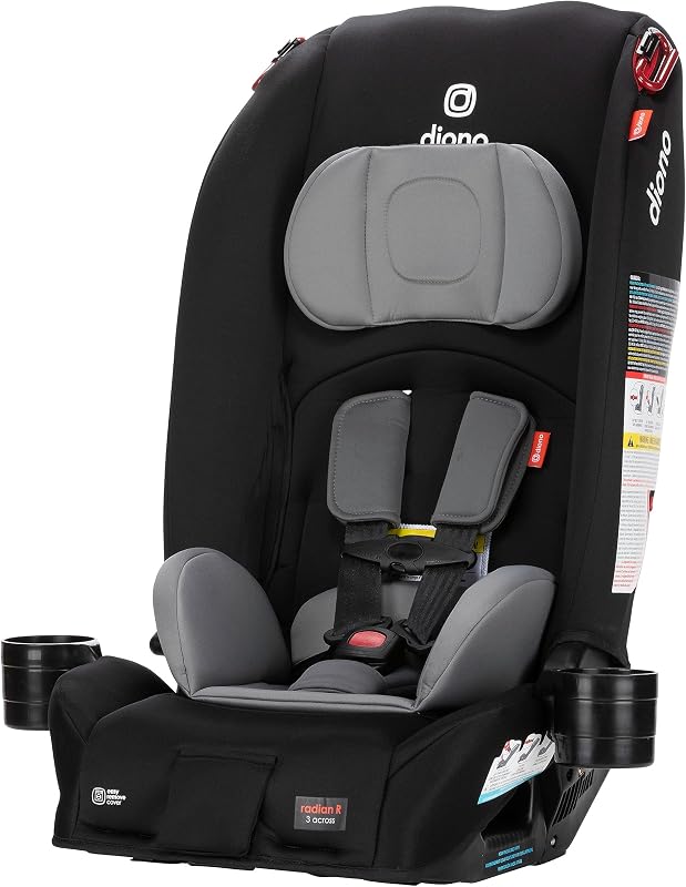 Radian 3R, All-in-One Convertible Car Seat, Rear and Forward Facing, 10 Years 1 Car Seat, Slim Fit 3 Across, Black Storm