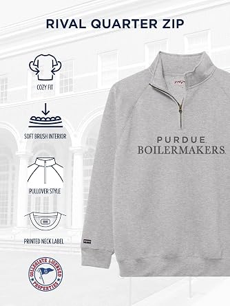 JanSport NCAA Officially Licensed Rival Quarter Zip Sweatshirt, Long Sleeve Unisex, Cotton-Polyester Blend, Stand-Up Collar