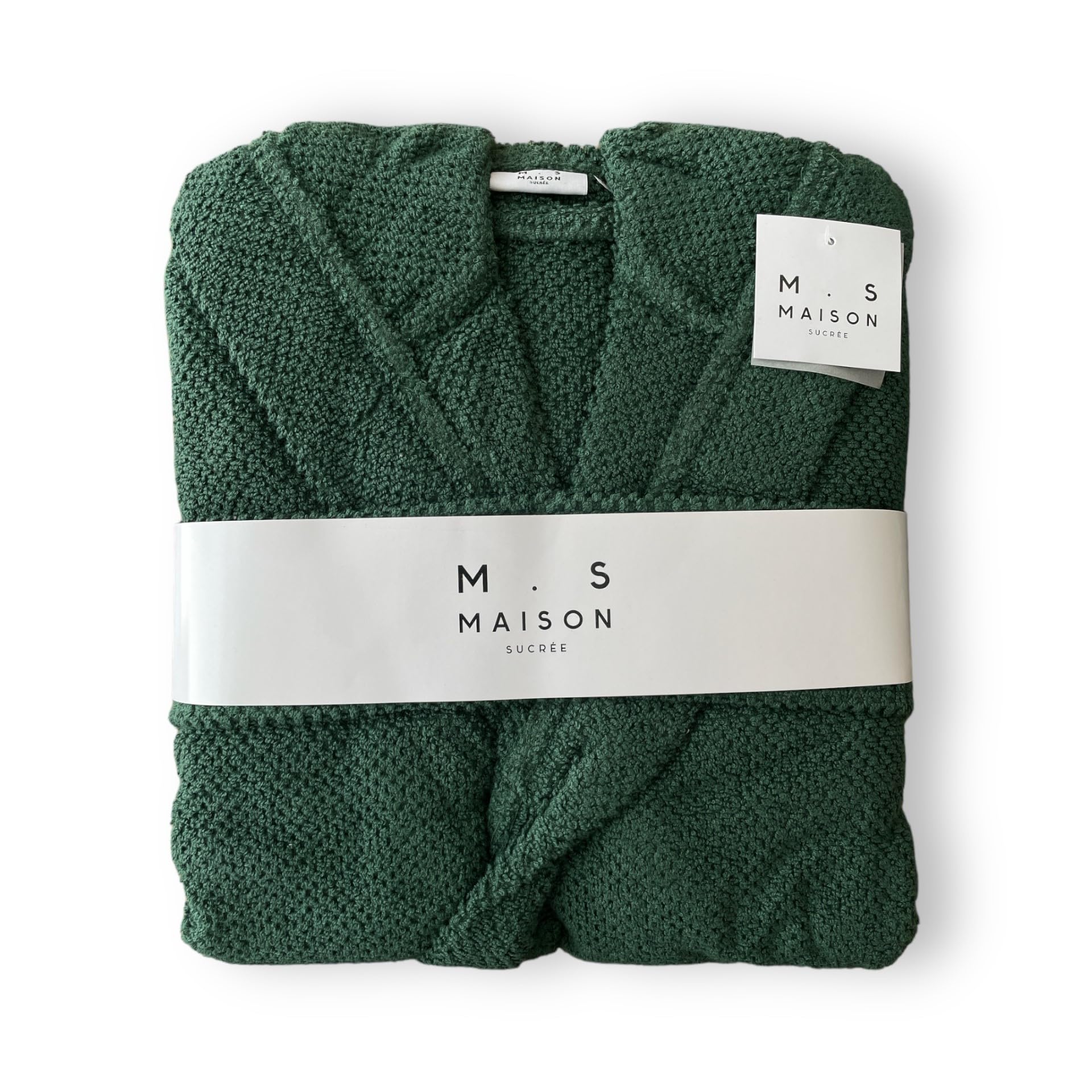 Accappatoio Spugna 100% Cotone Tinta Unita con Cappuccio Tasche e cintura 425 gr, Uomo Donna Unisex Art. Pepe Maison Sucrée (L, 6-Verde Bosco)