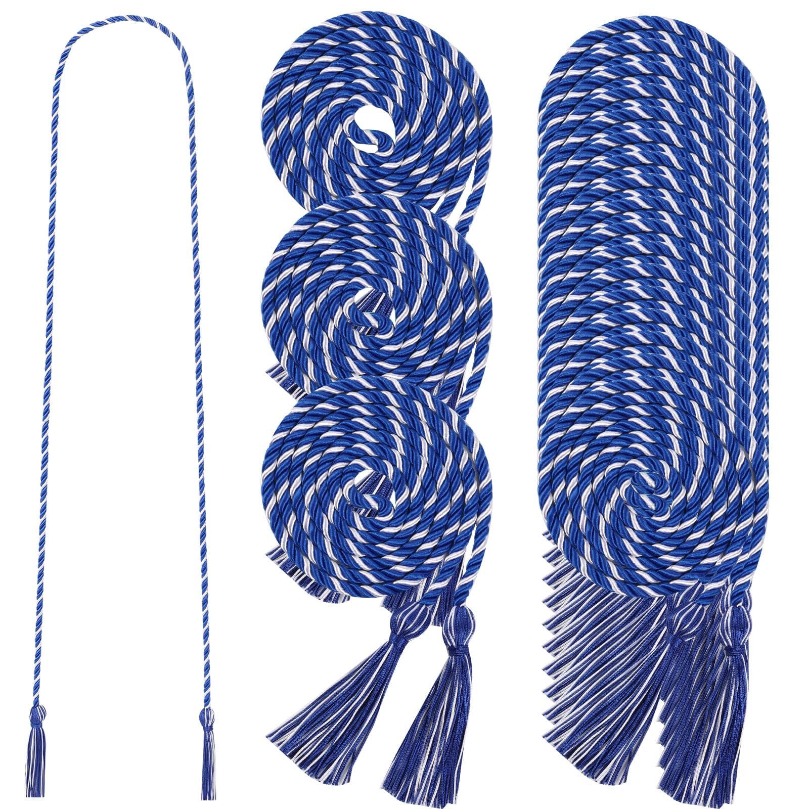 Cordons d'honneur tressés 172 cm bleu et blanc pour robe de diplôme
