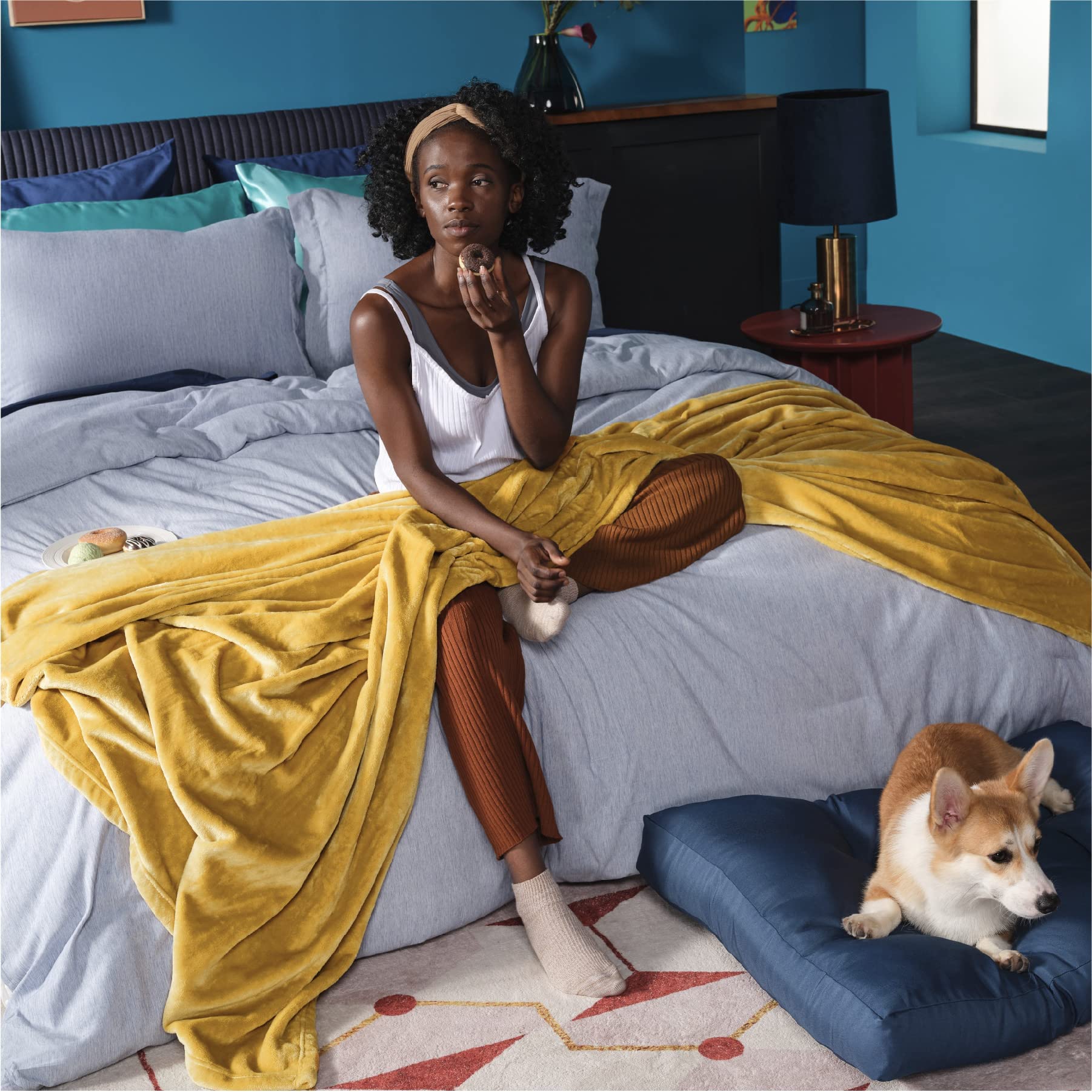 Couverture Polaire Motif étoile Rétro Luxe Moelleuse Douce Et Chaude