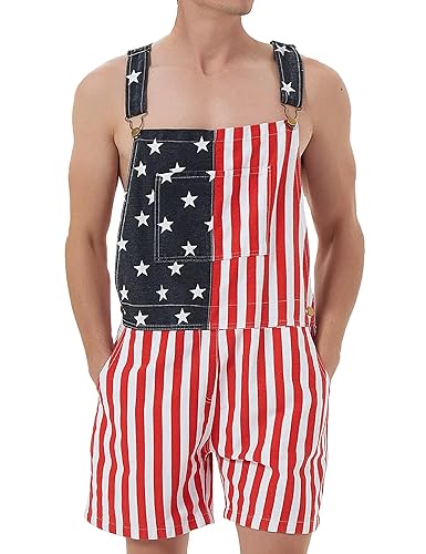 Festival Overalls for Men Shorts Romper Work Jumpsuits Bibs Coveralls