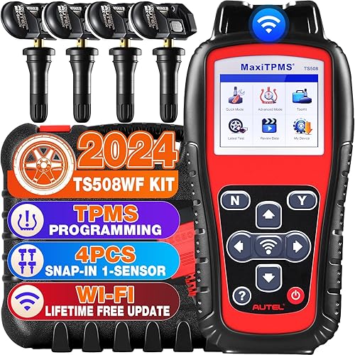 Autel MaxiTPMS TS508WF KIT TPMS Tool, 2024 WiFi Ver. de TS601TS508KTS508, con $120 4PCS 315+433Mhz MX-Sensores, Programación TPMS, OBD