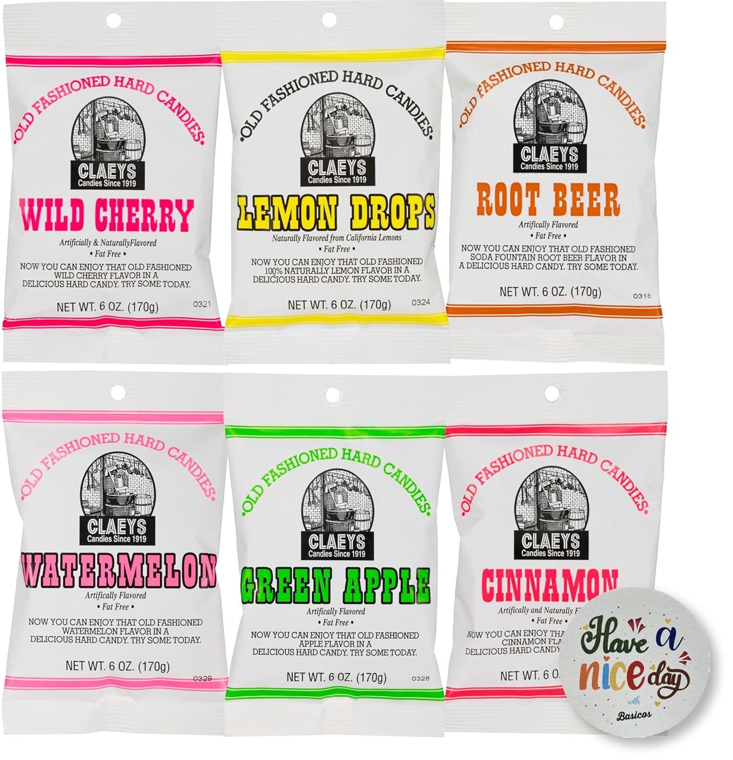 Claeys Old Fashioned Hard Candy Variety Pack 6 Flavors