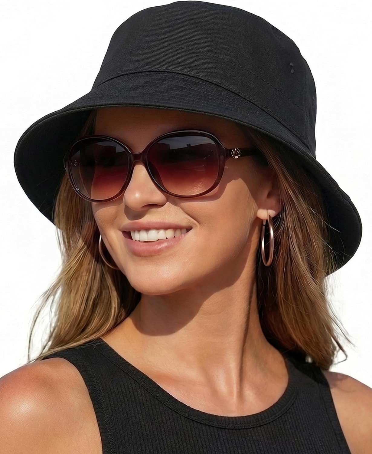 Bucket Sun Hats for Woman Men Cotton Packable Summer Beach Sun Bucket Hats for Women Men Fishing Outdoor Vacation