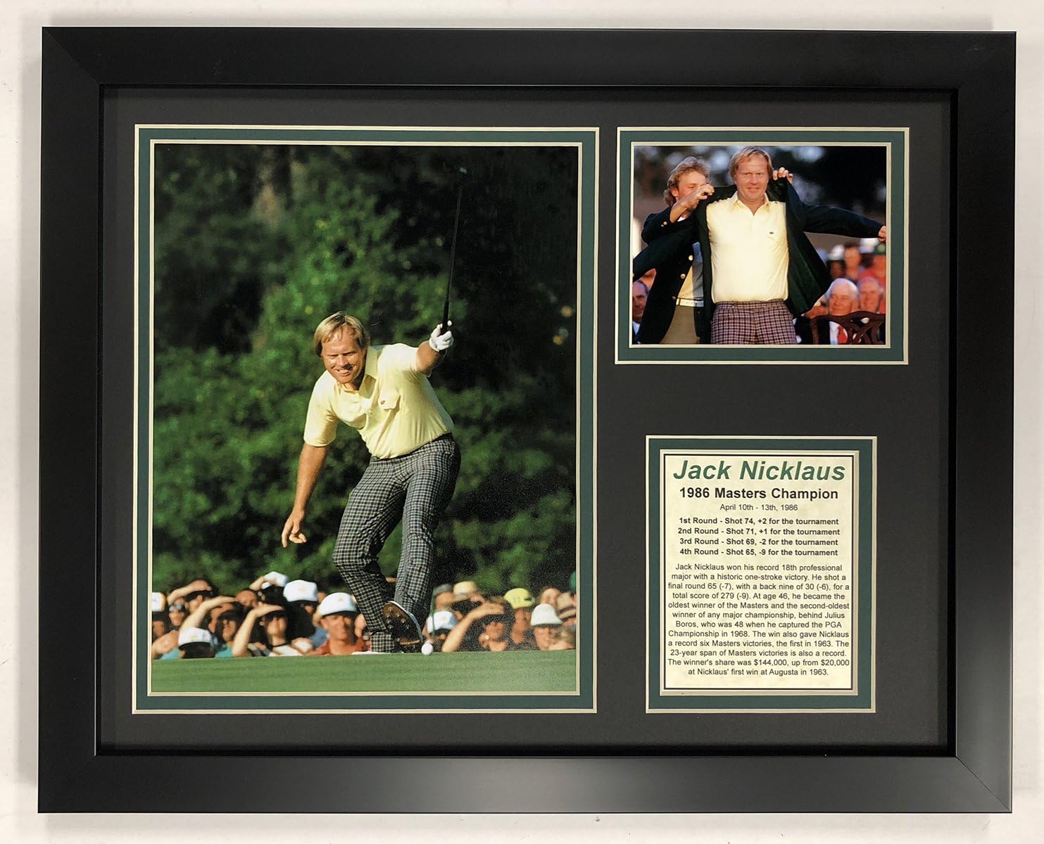 Legends Never Die PGA Jack Nicklaus 1986 Masters Champion Framed Double Matted Photos, 12" x 15"