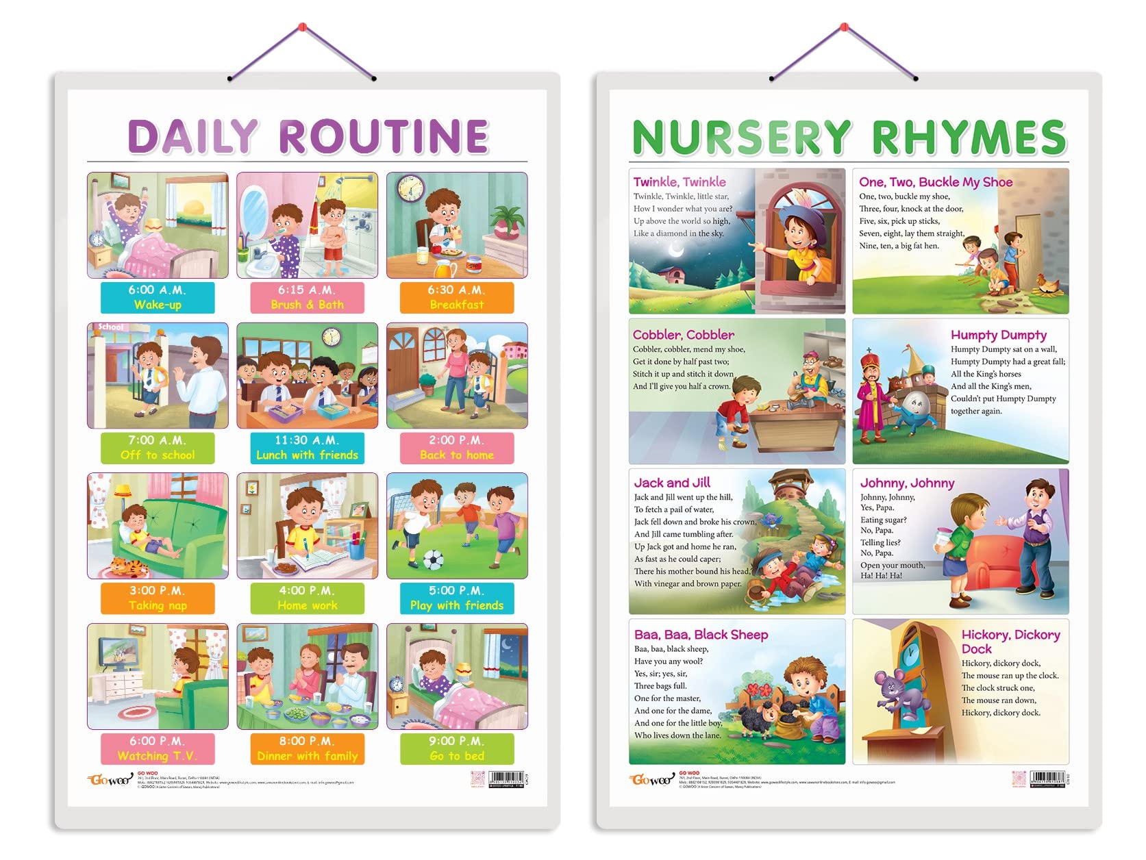 GO WOO Combo of 2 DAILY ROUTINE and NURSERY RHYMES Educational Posters for Preschool Kids Classroom Study | Learning- Charts for Kids Learning (20"X30" Inches) (B0C5348MRF) Amazon Price History, Amazon Price Tracker