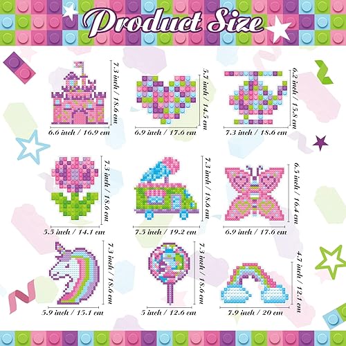 Miniatura 3 de Colarr 9 piezas de bloques de construcción rosa para niñas, decoración de panal, centros de mesa para fiesta de cumpleaños, suministros de fiesta