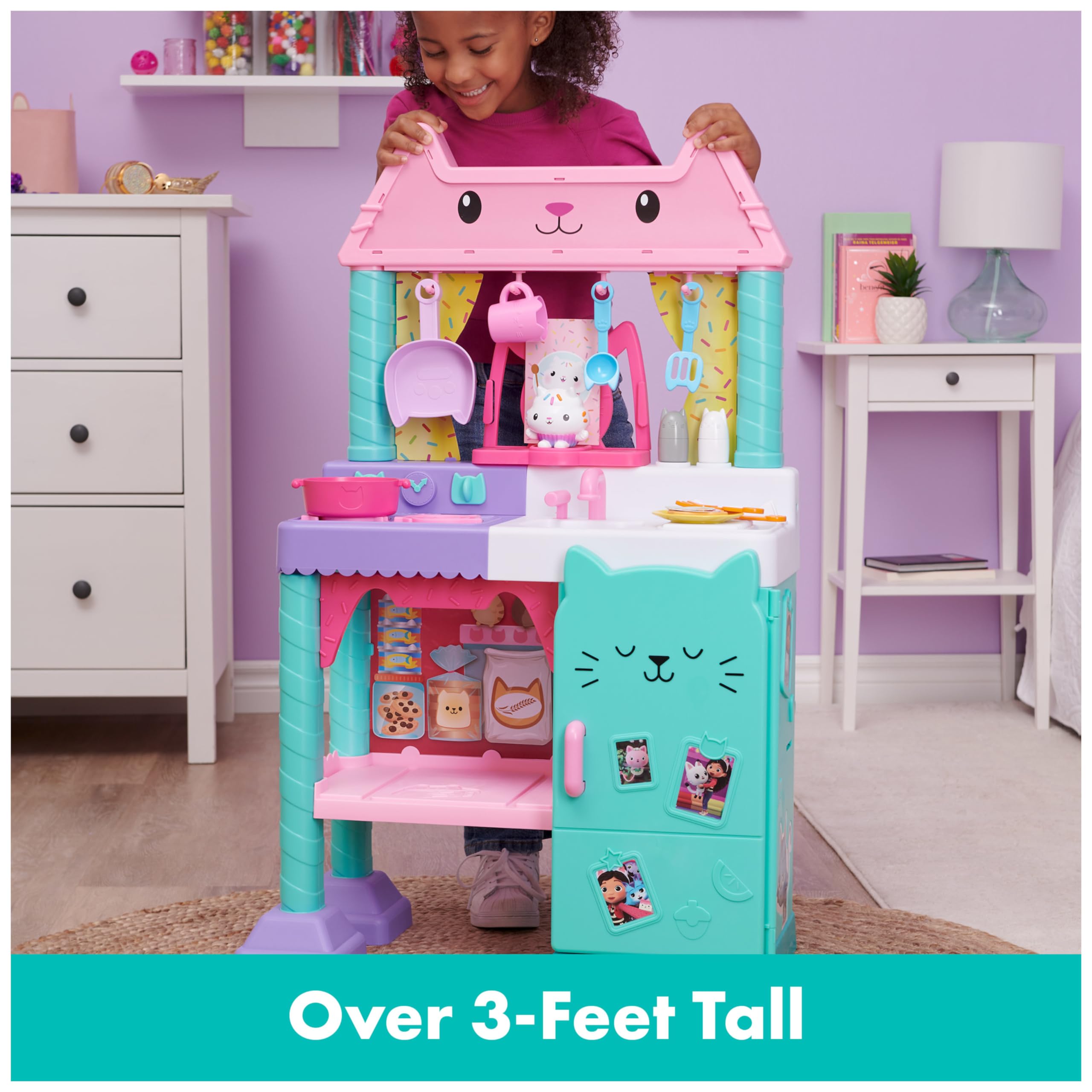 Smoby Casa delle bambole di Gabby, cucina mobile (43 x 35 x 76 cm) - Con 13 accessori - per i bambini a