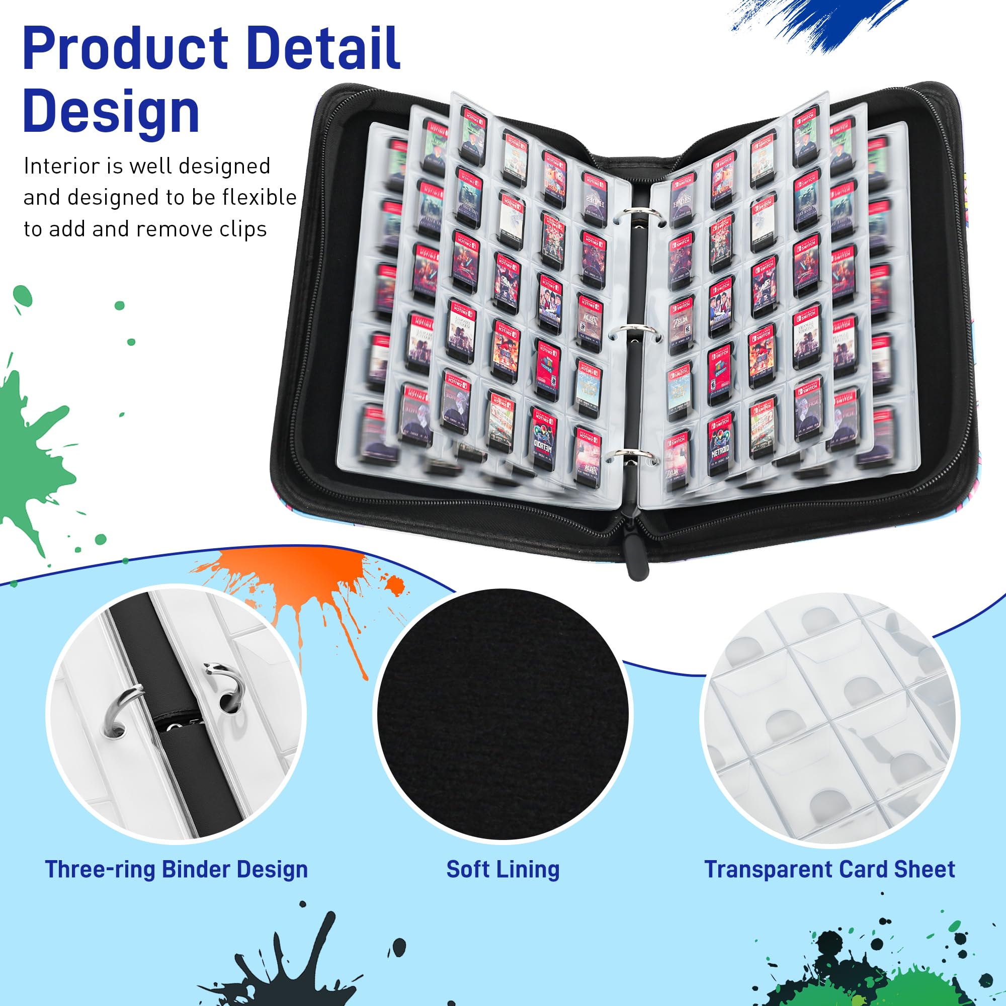 CONSOLEARMOR Card Binder for Mini Cards, 300 Pockets Card Holder Folder  with Sleeve, 3-Ring Portable Card Protector Sleeve with Zipper, Card Album  Book for ACNH NFC Tag Game Cards (for Splatoon) :