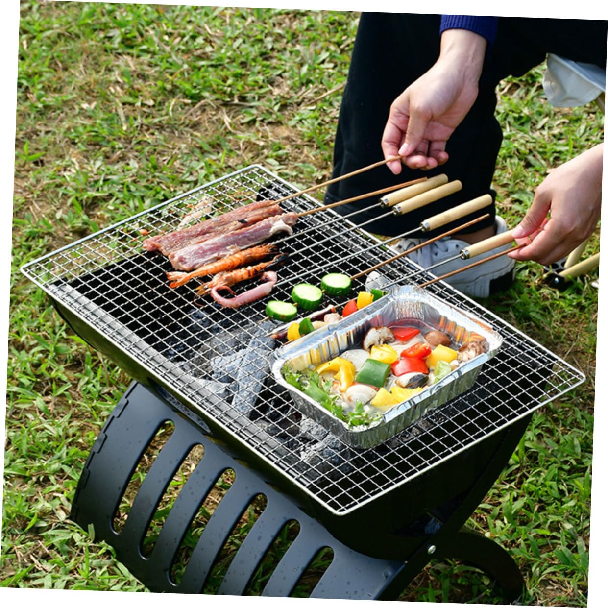 Parrilla de Acero Inoxidable para Barbacoa Cuadrada 2 Piezas